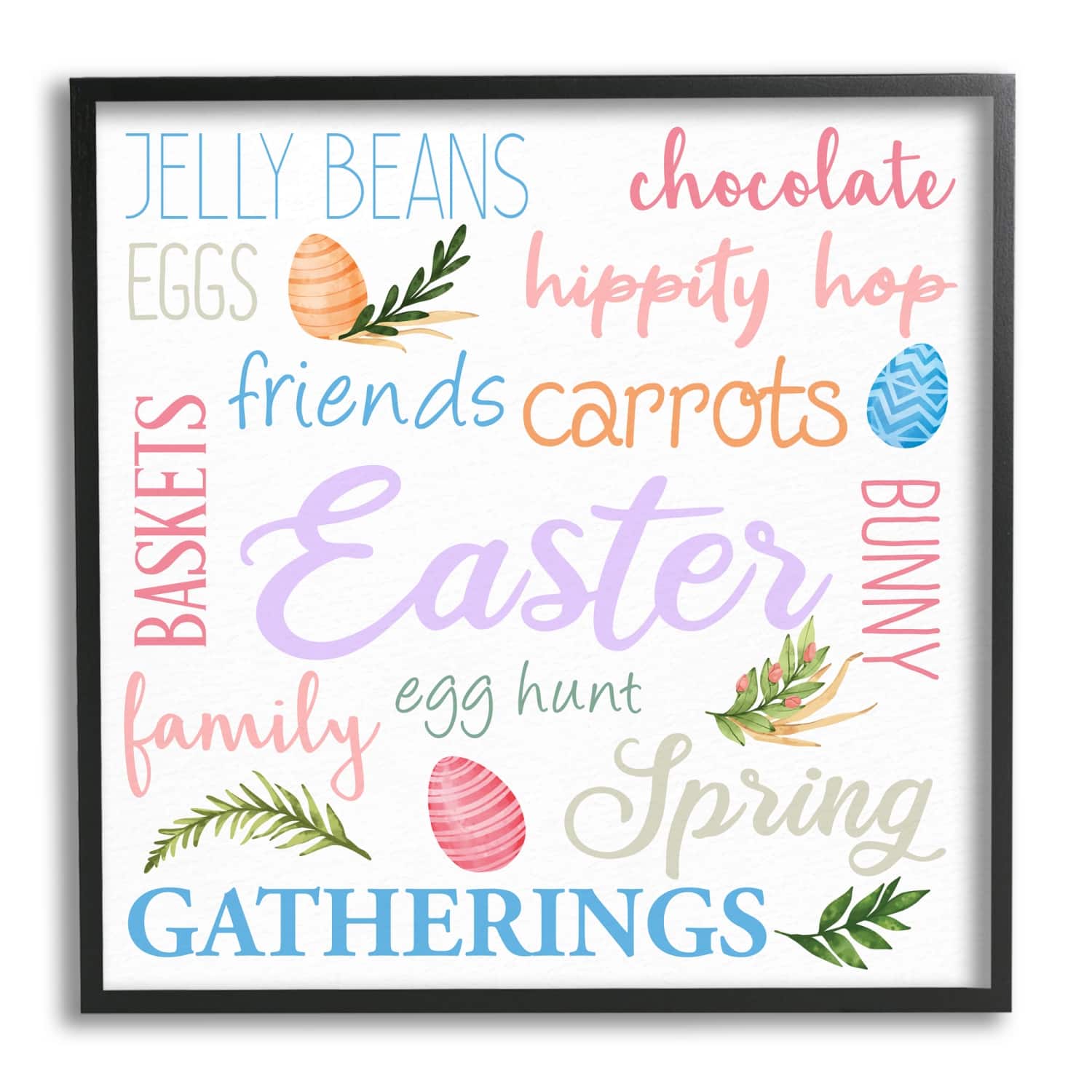 Stupell Industries Festive Easter Activity Sign Patterned Eggs Motif Framed Giclee Art