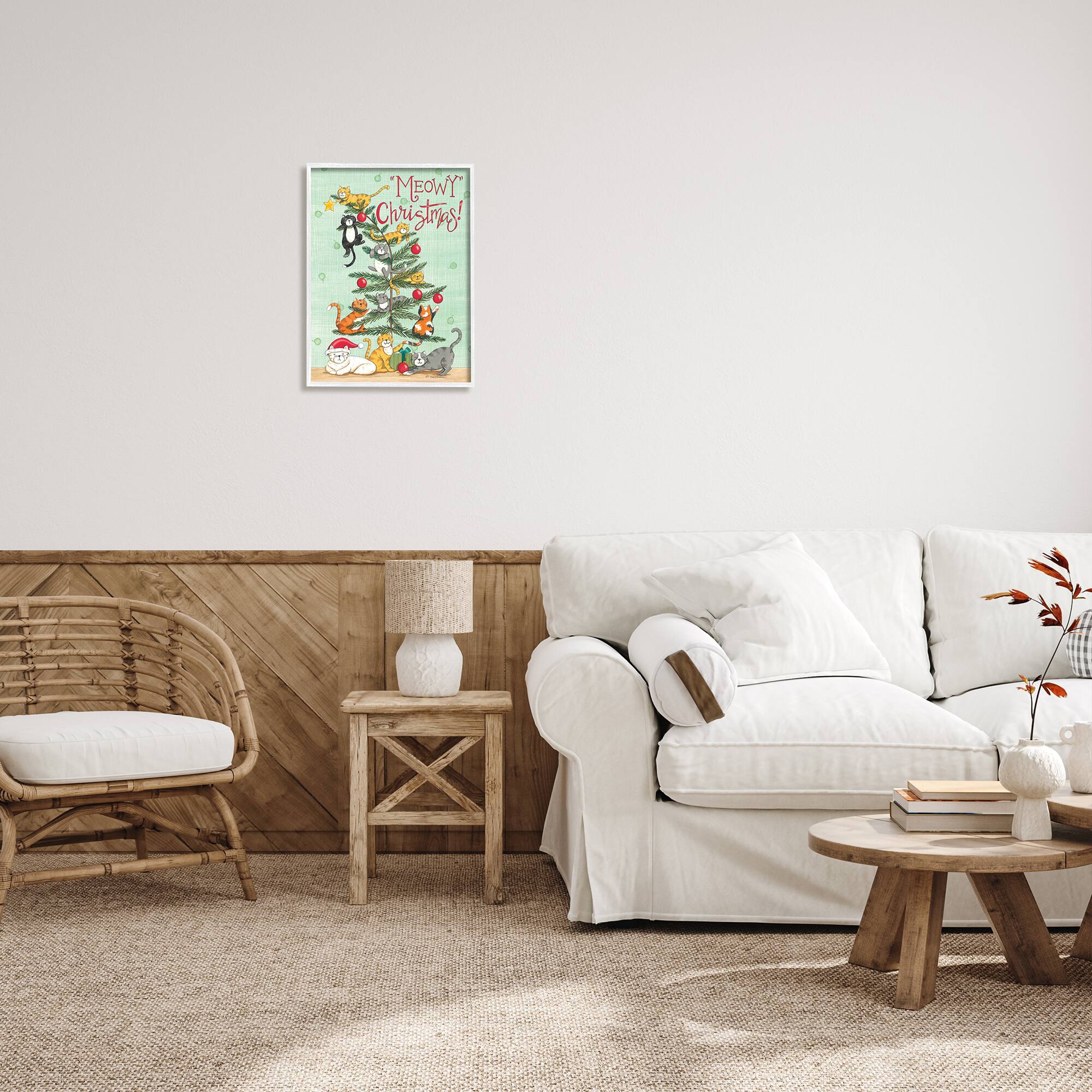 Stupell Industries Meowy Christmas Cats Framed Gicl&#xE9;e Art