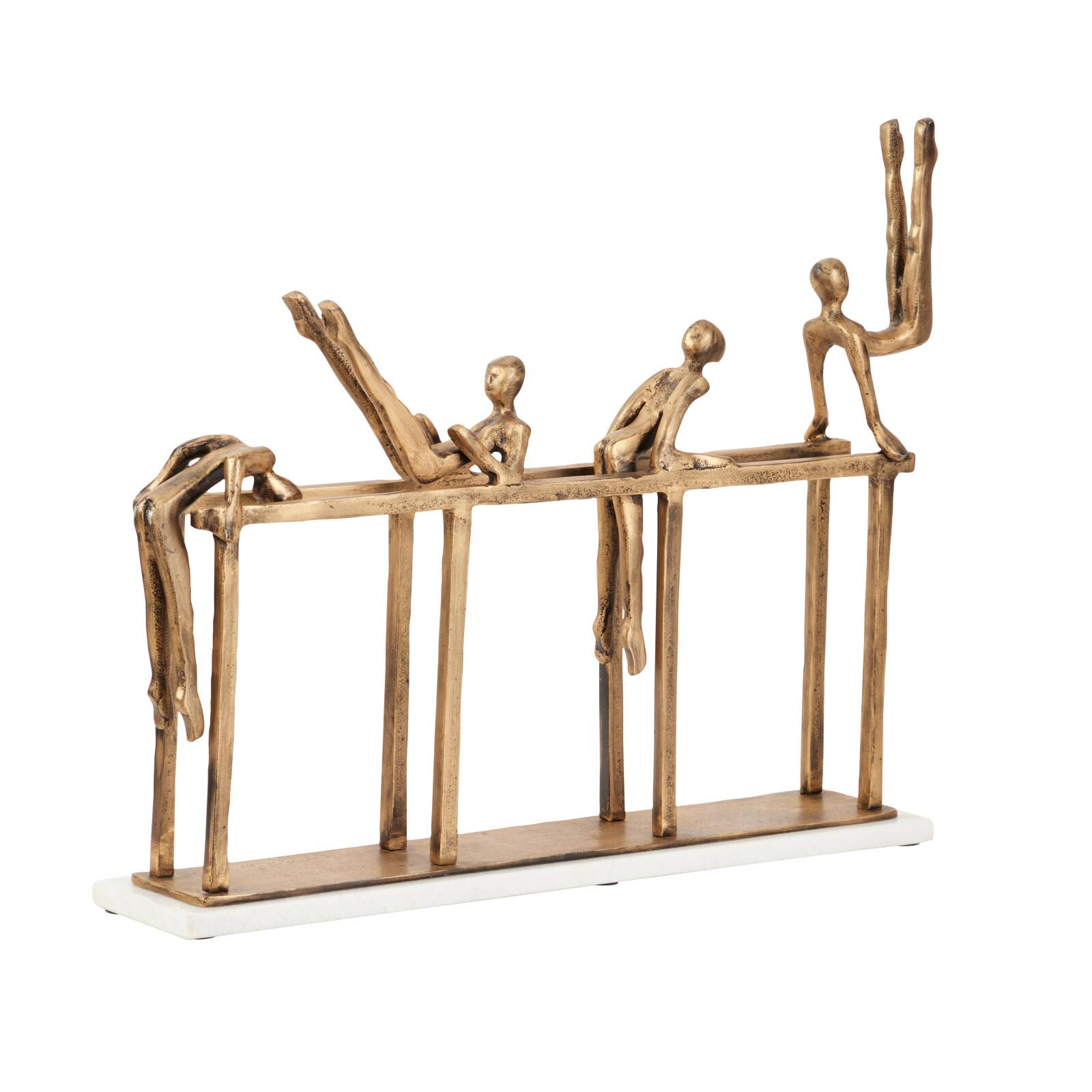 Gold Aluminum Modern Sculpture, Gymnastic 17" x 21" x 9"