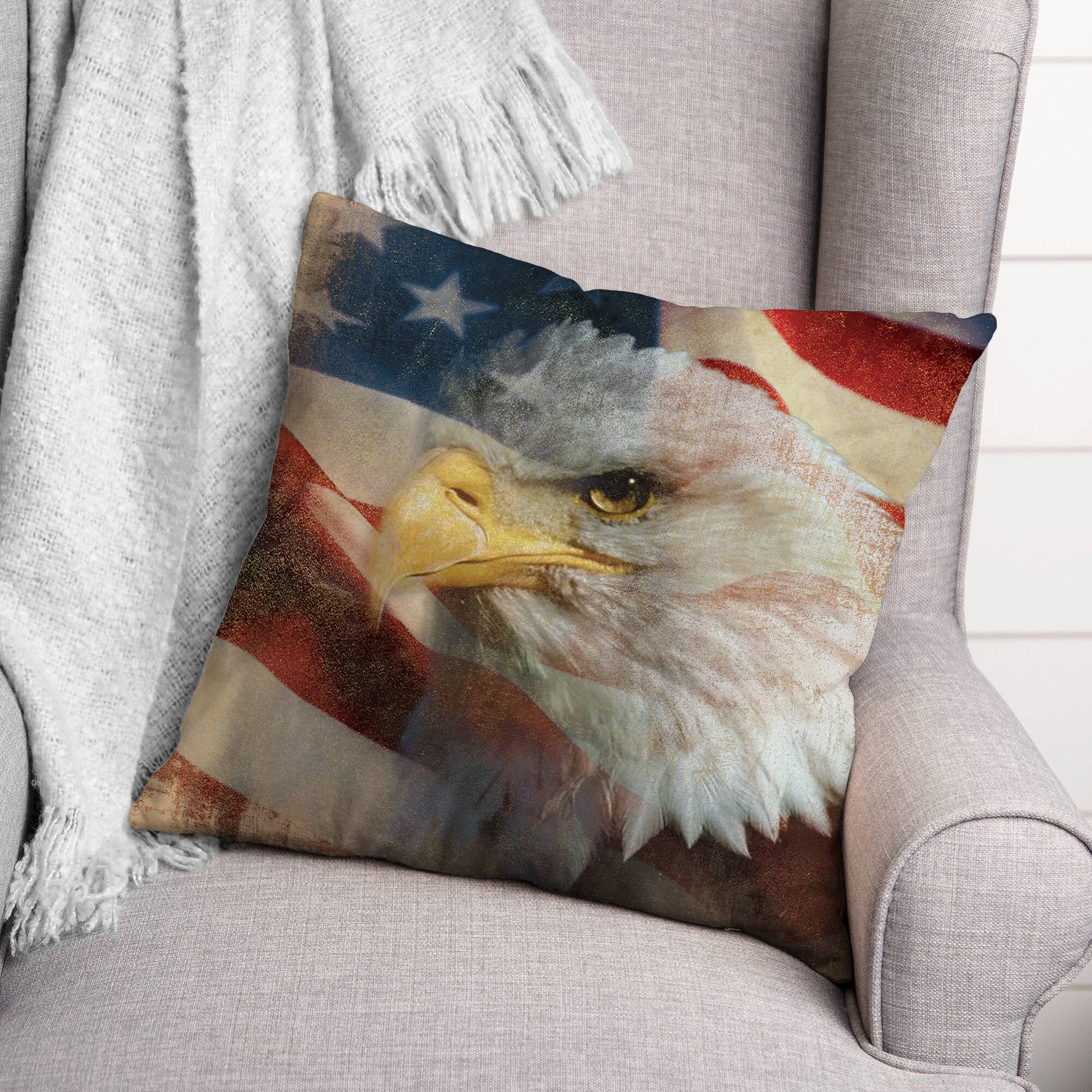 Patriotic Eagel Throw Pillow