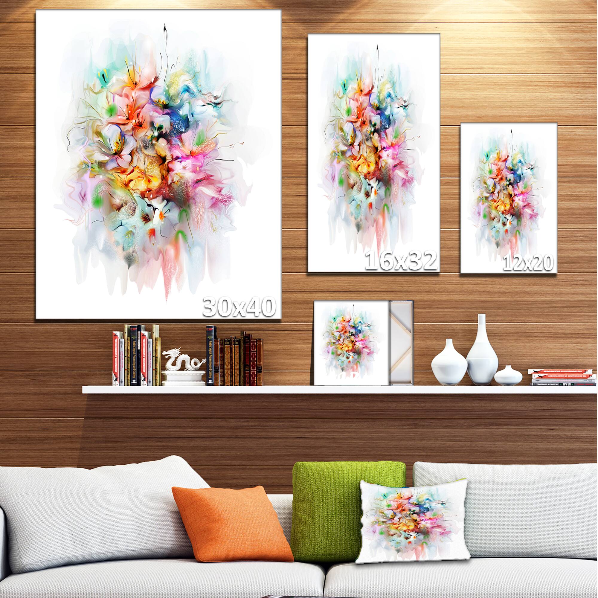 Designart - Bunch of Watercolor Flowers - Floral Canvas Art Print