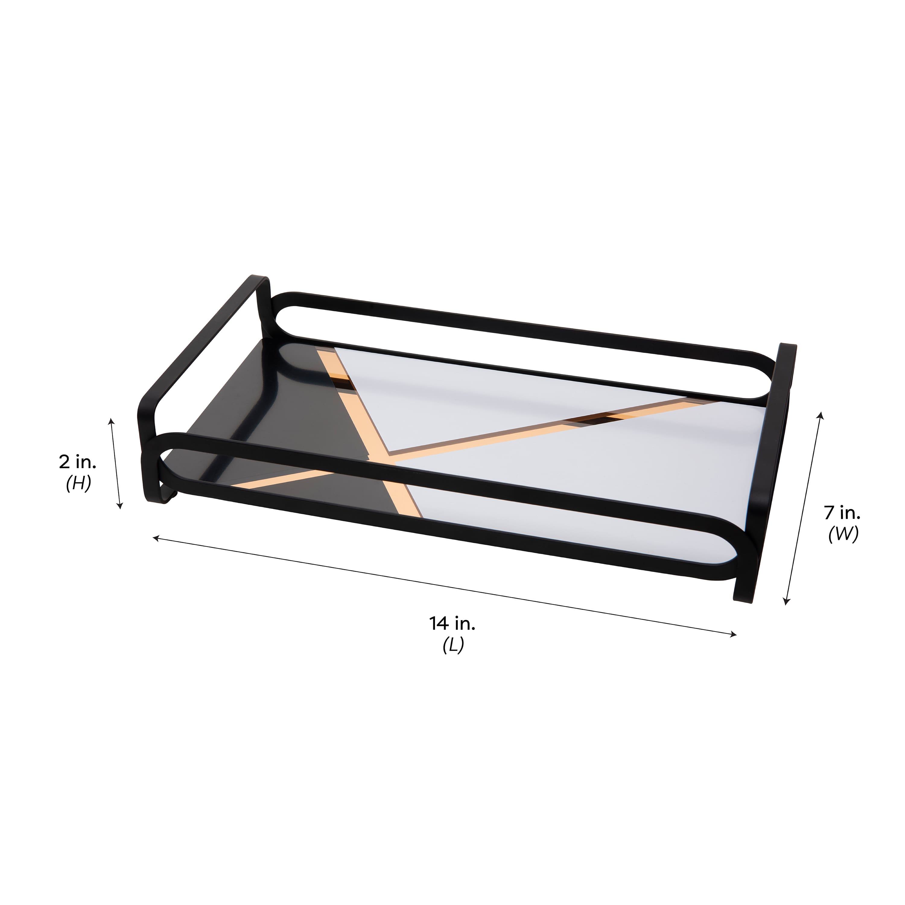 Home Details 14&#x22; Matte Black Color Block Vanity Tray