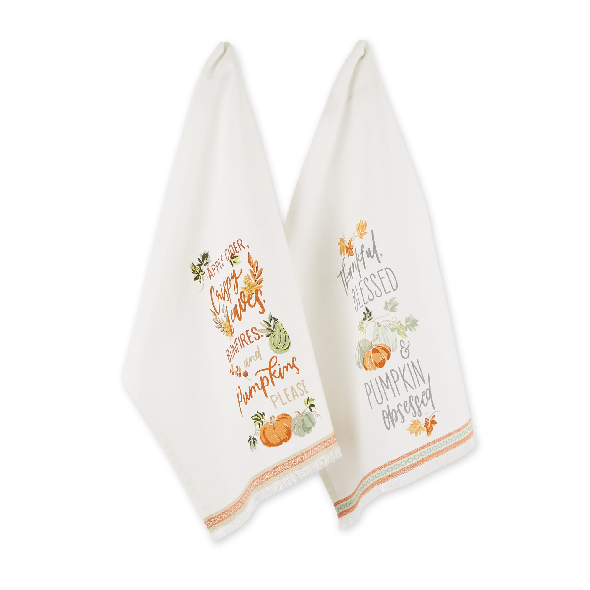 DII® Autumn Pumpkins Printed Dishtowel Set