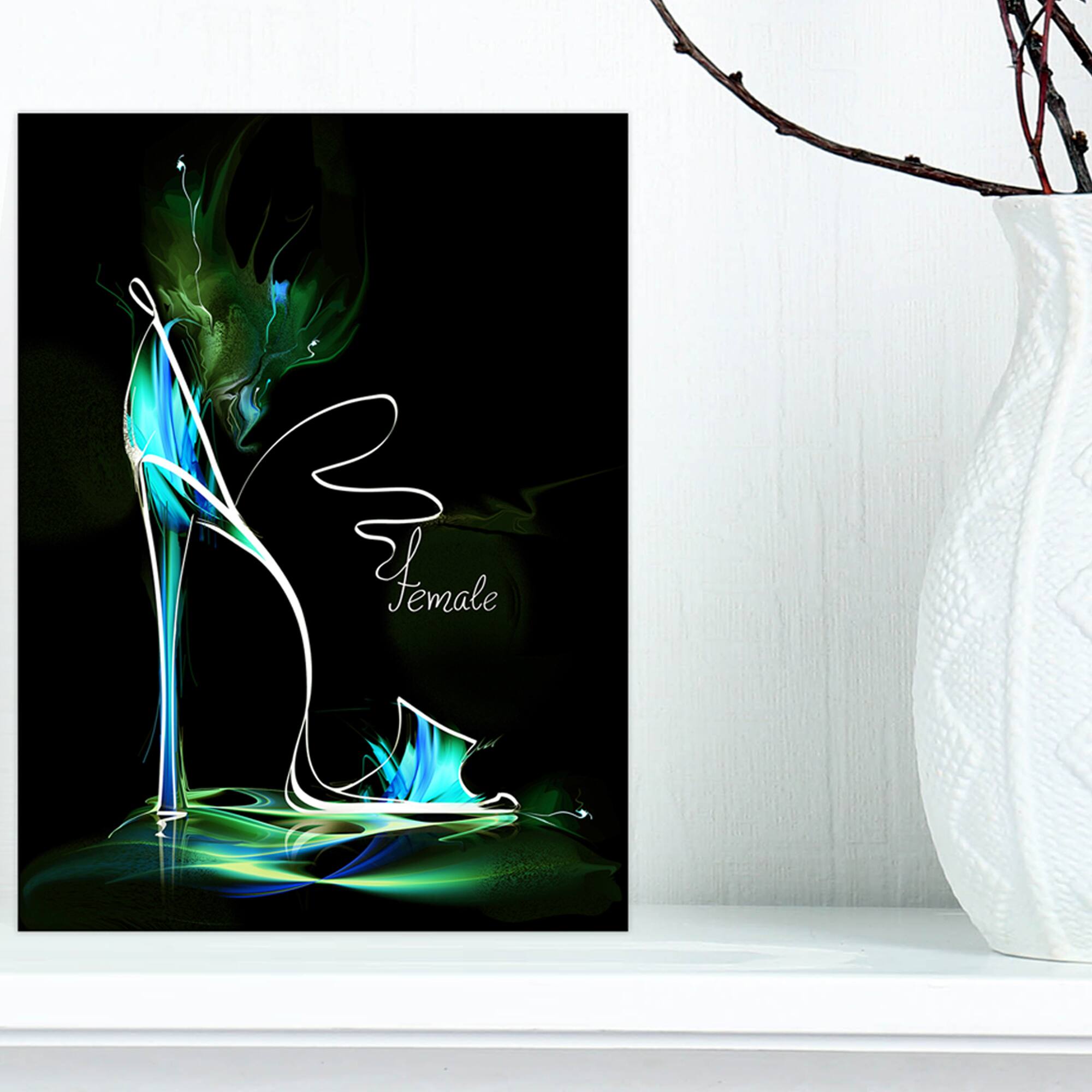 Designart - Green High Heel Show - Abstract Canvas Art Print