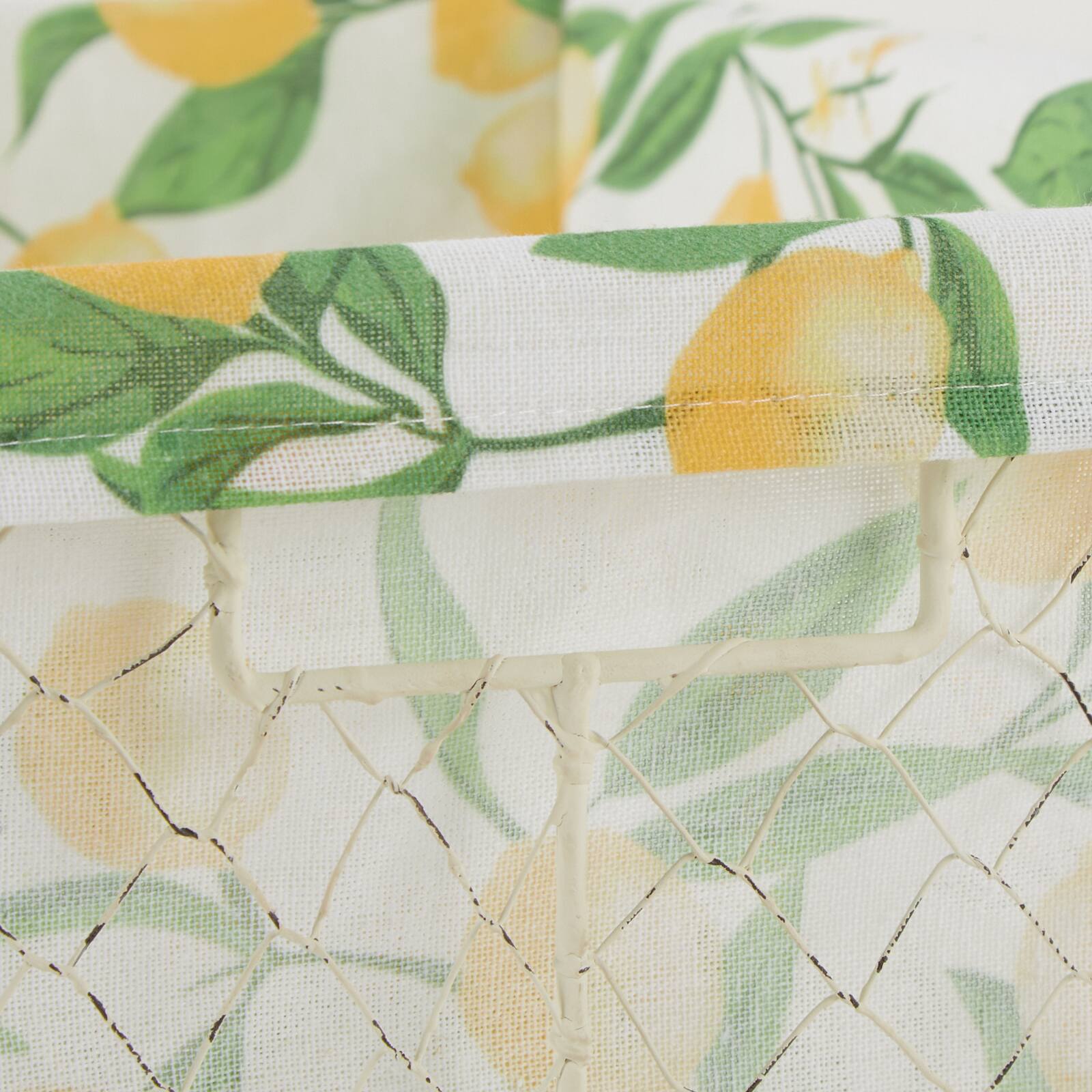 DII® Antique White Chicken Wire Baskets with Lemon Print Liners