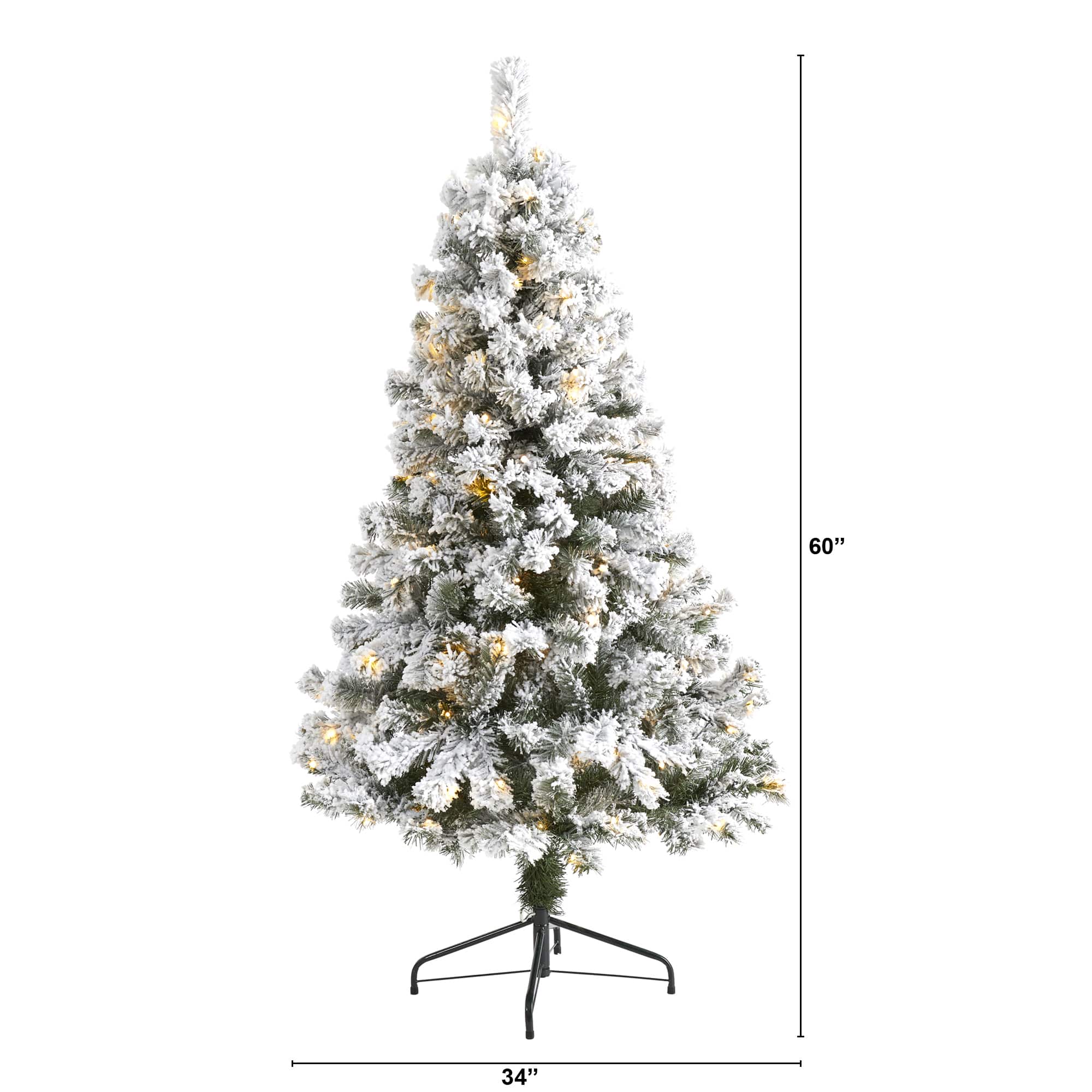 5ft. Pre-Lit Flocked West Virginia Fir Artificial Christmas Tree, Clear LED Lights