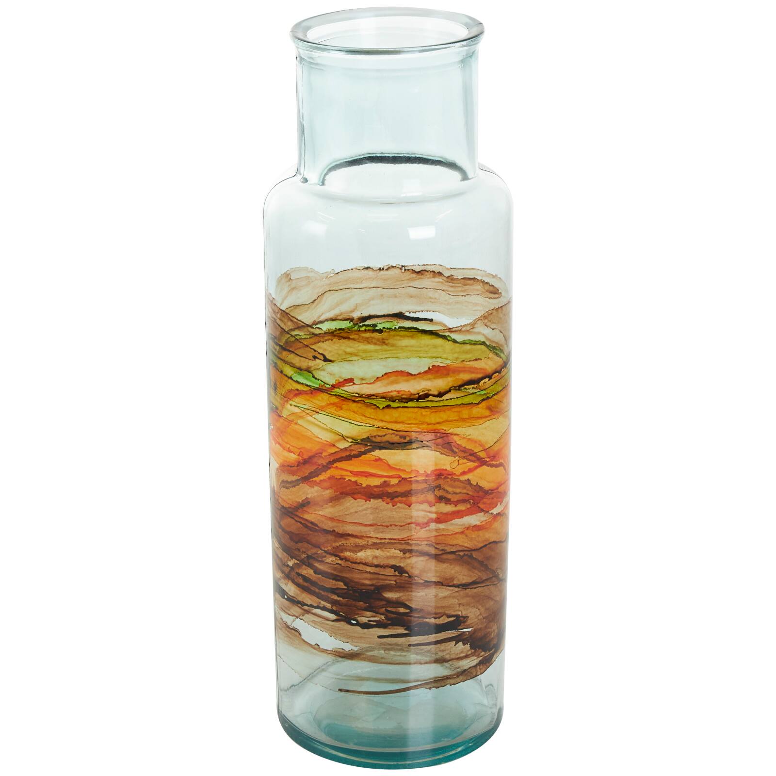 18&#x22; Multicolor Swirl Glass Vase