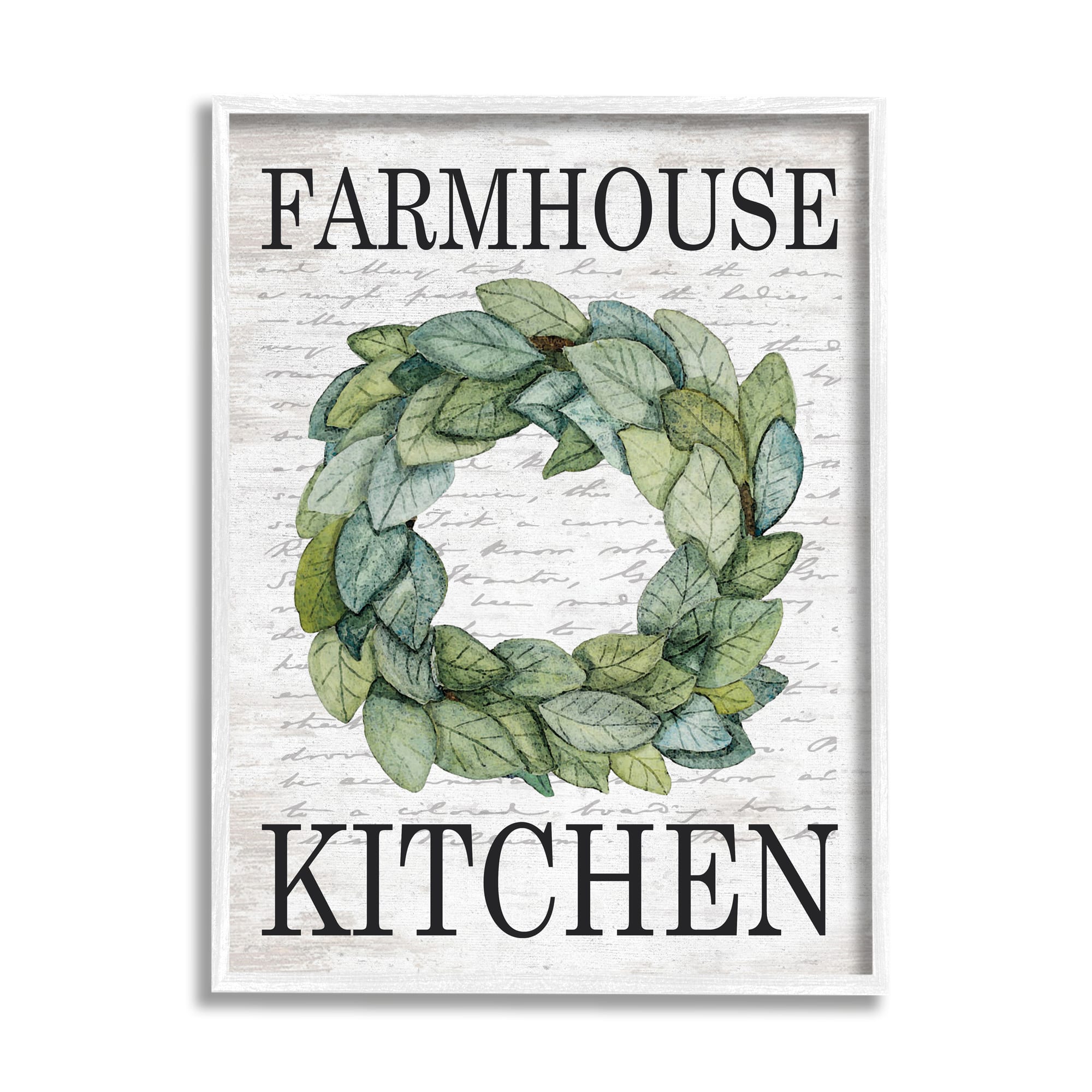 Stupell Industries Farmhouse Kitchen Phrase Tree Leaf Wreath Soft Script Framed Wall Art