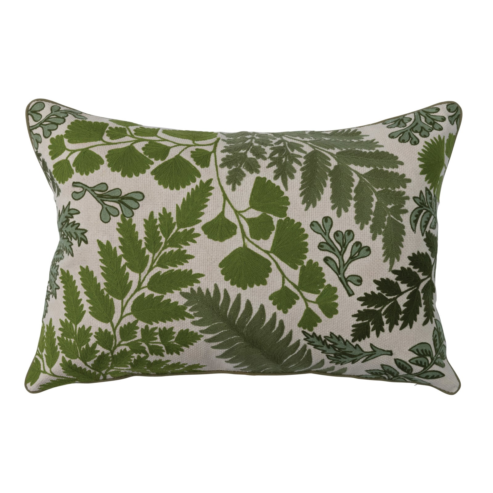 Green White Botanical Embroidered Lumbar Pillow Michaels