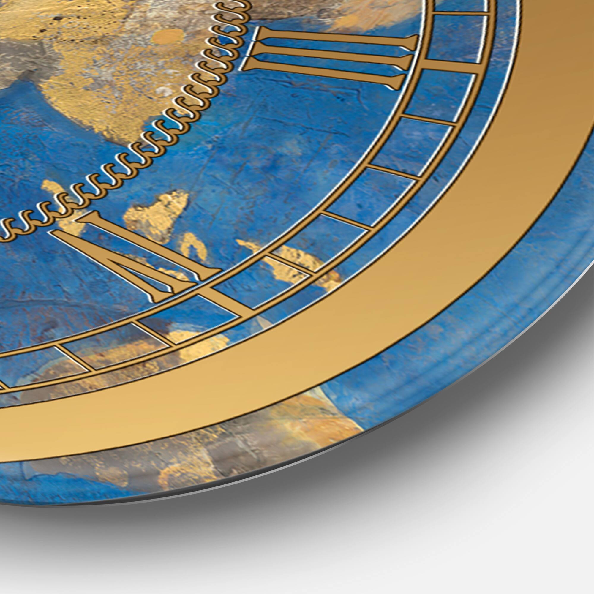 Designart &#x27;Golden Glam World Map Glam Wall Clock