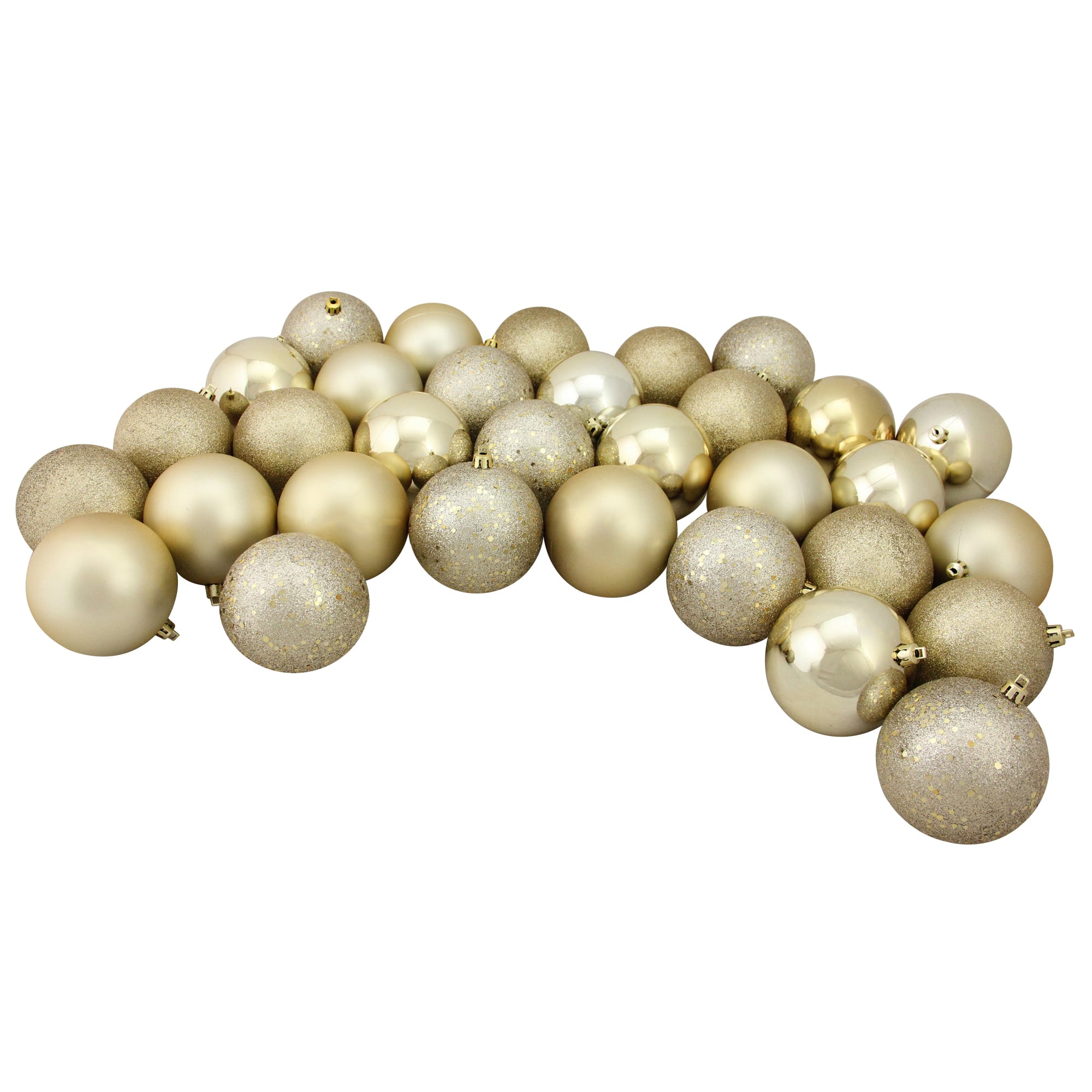 60ct Champagne Gold Shatterproof 4-Finish Ball Ornaments