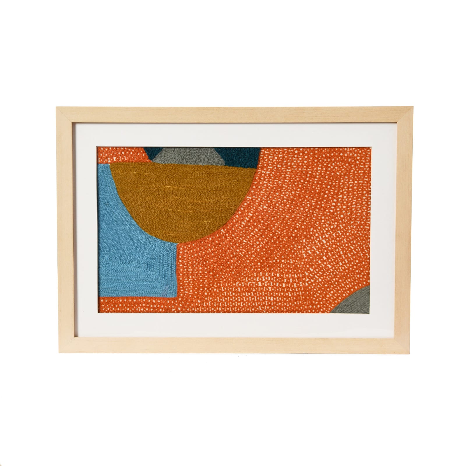 Abstract Embroidery in Wood Frame