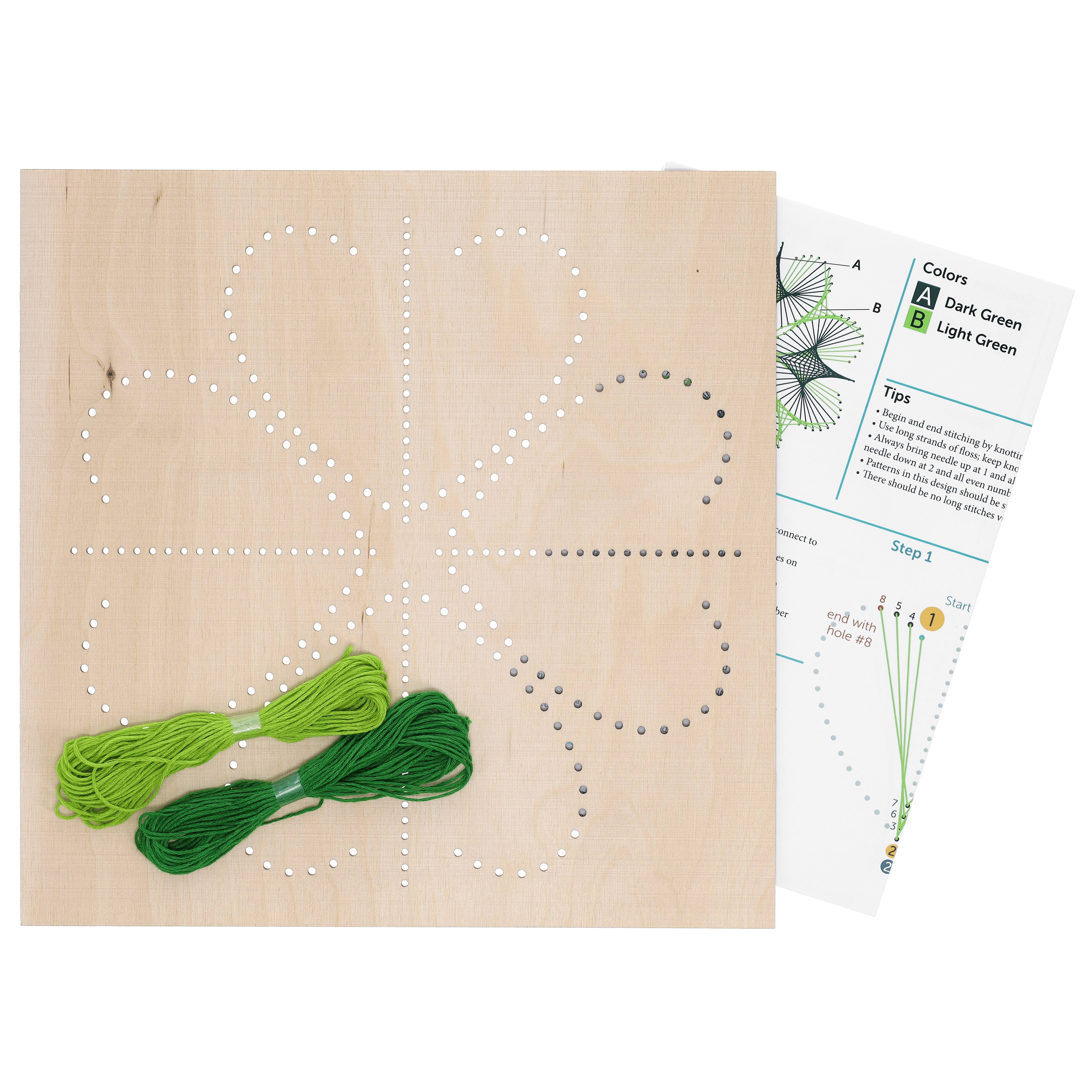 Leisure Arts® Intermediate Clover Wood Stitched String Art Panel Kit
