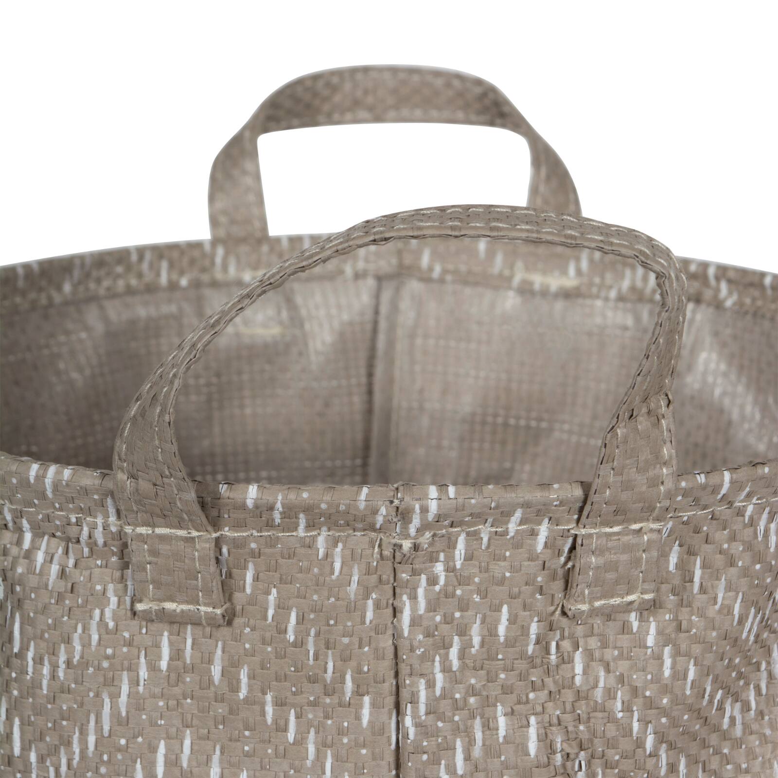 DII® Large Round Stone & Cream Tribal Chevron PE-Coated Woven Paper Laundry Bin, 2ct.