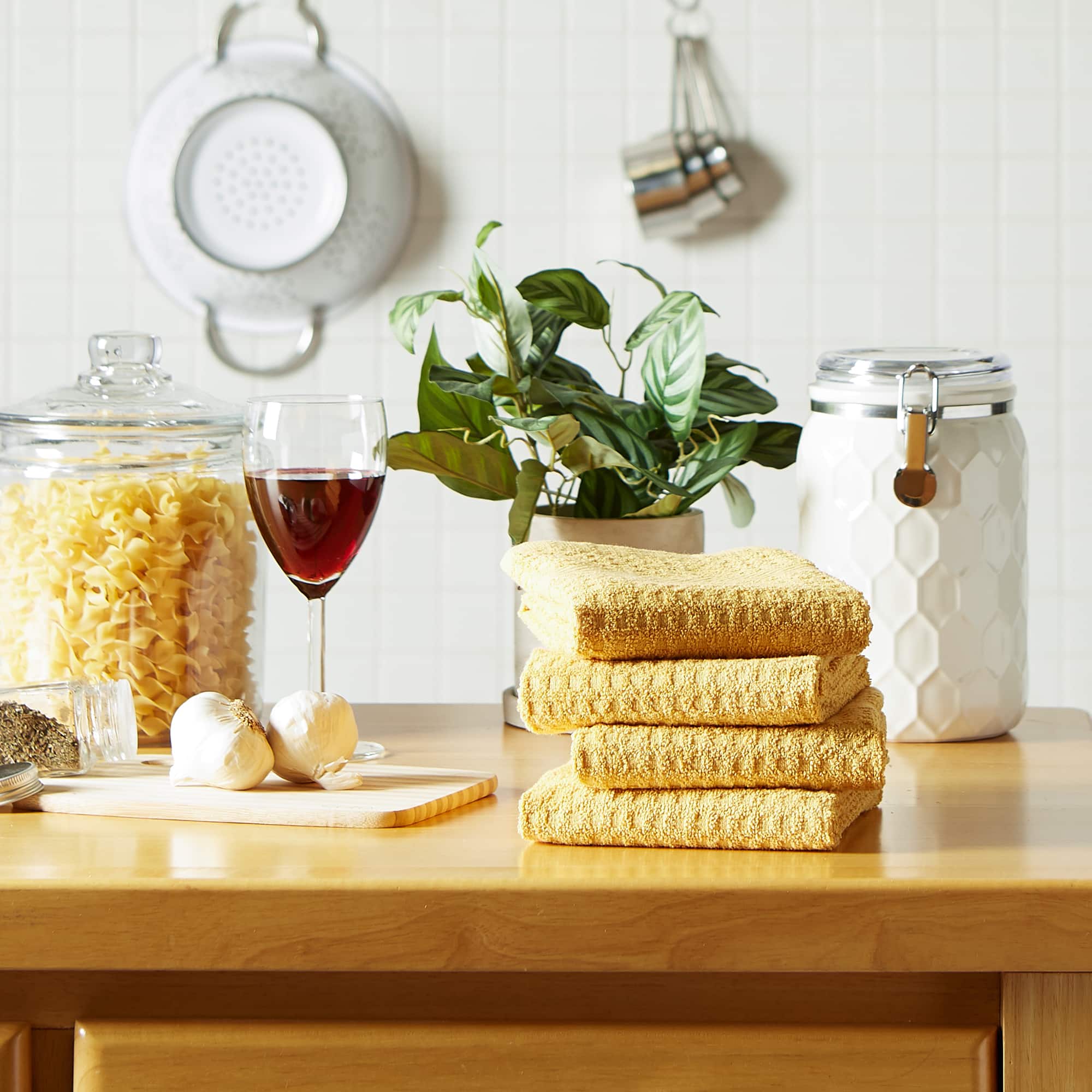 DII® Solid Mustard Waffle Terry Dishtowel (Set of 4)