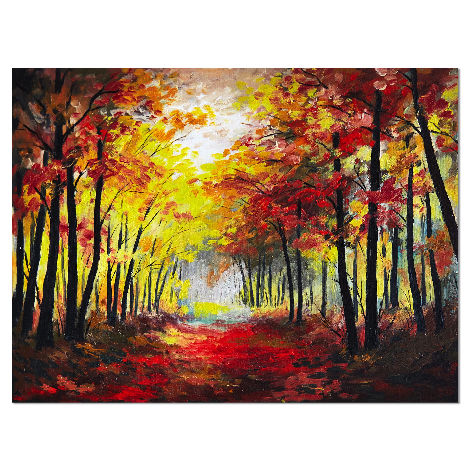 Designart - Walk Through Autumn Forest - Landscape Art Print Canvas