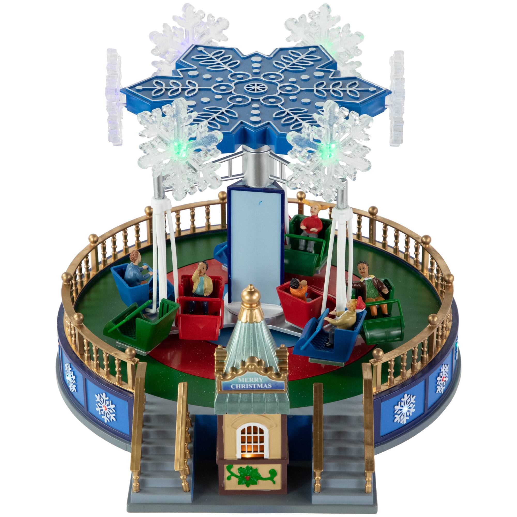 LED Lighted Animated and Musical Carnival Ride Christmas Village Display - 12&#x22;