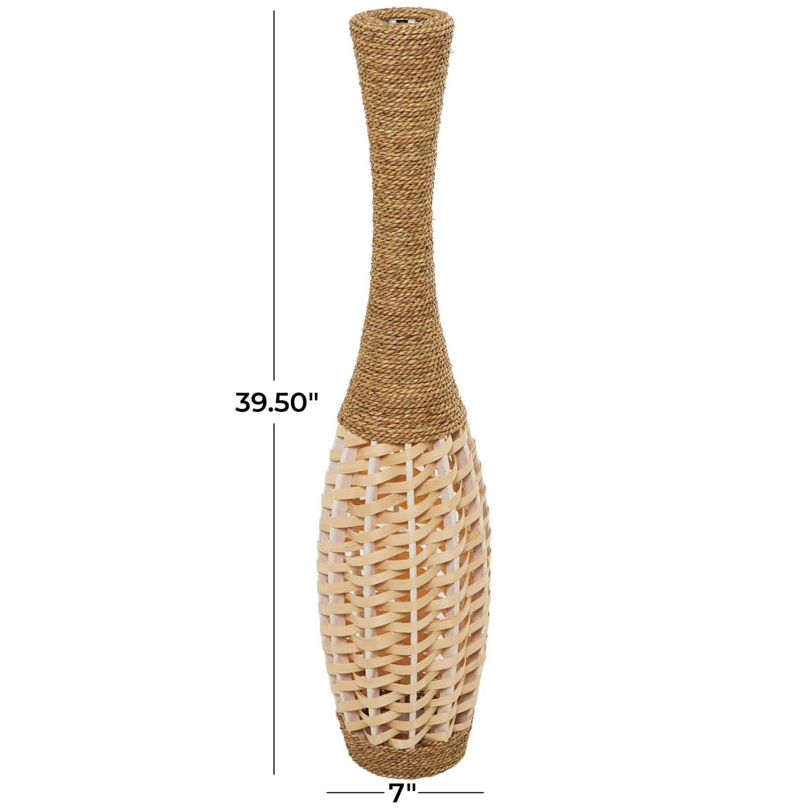 Brown Seagrass Handmade Thin Woven Floor Vase