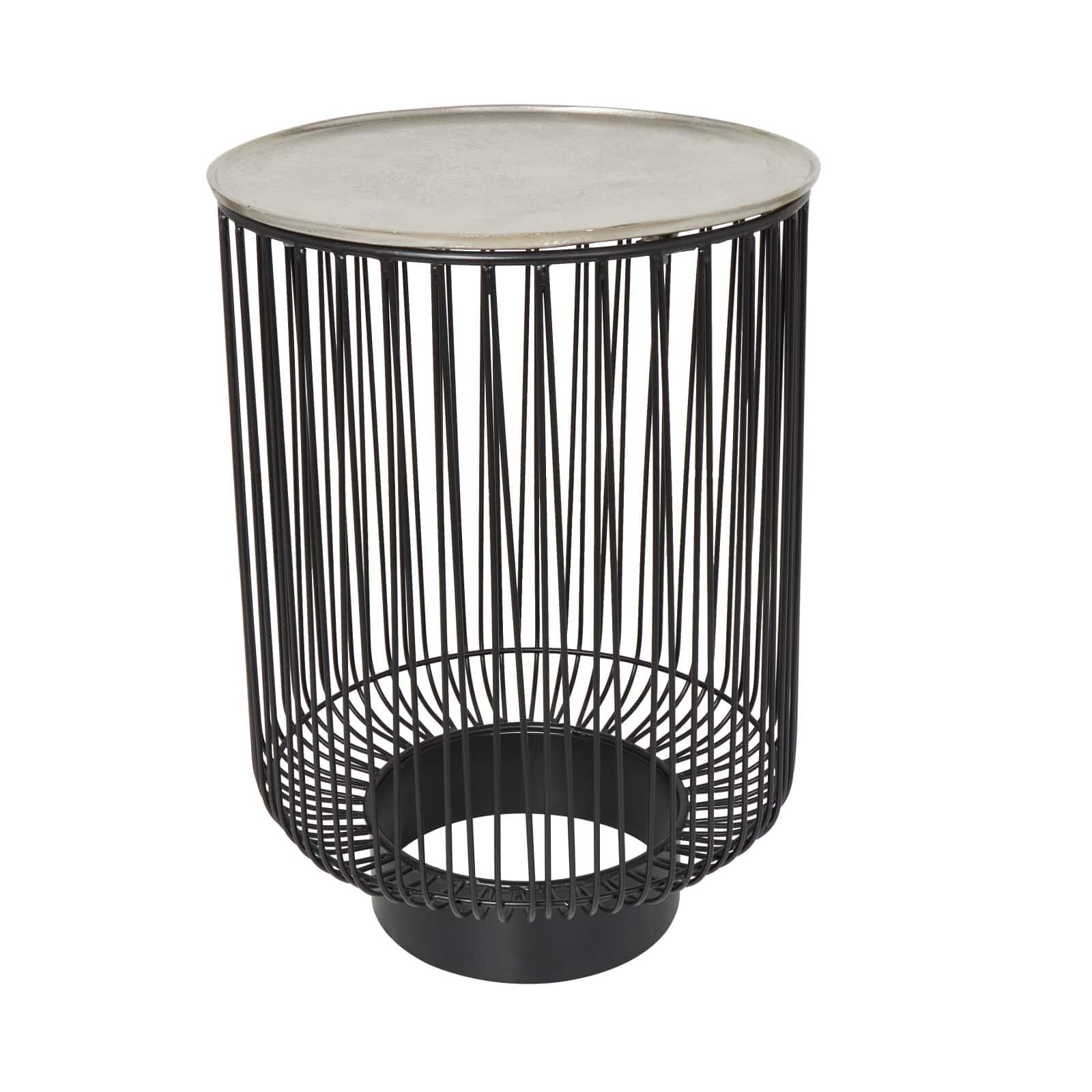22" Black Aluminum Open Frame Wire Accent Table
