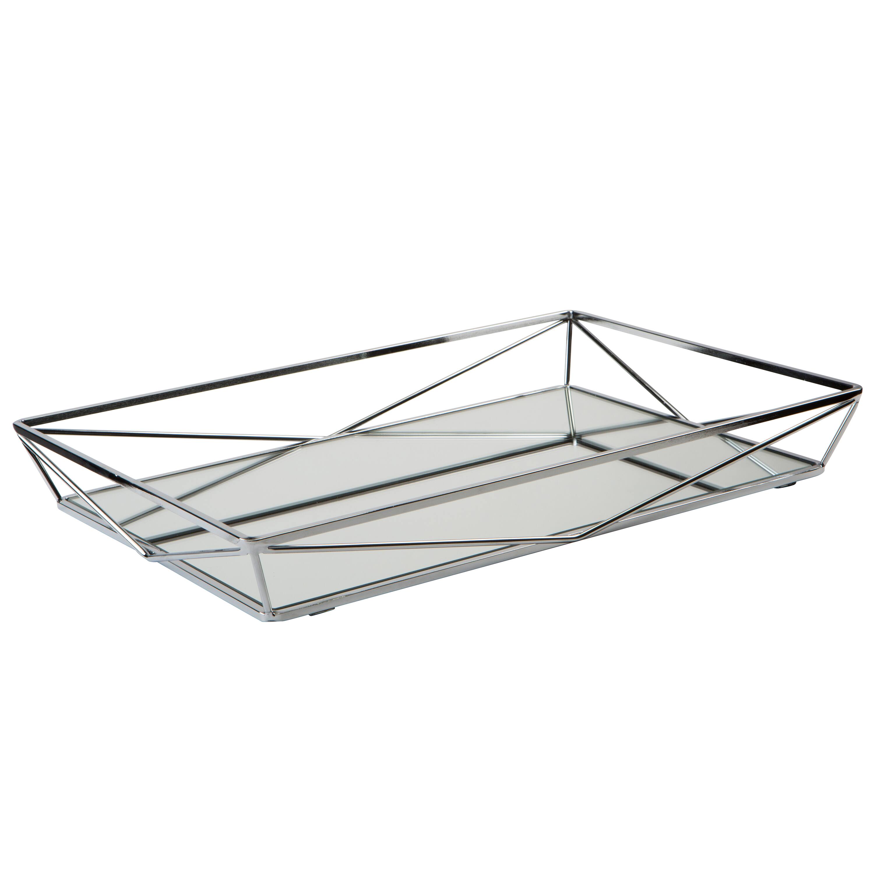 Home Details Chrome Geometric Mirrored Vanity Tray