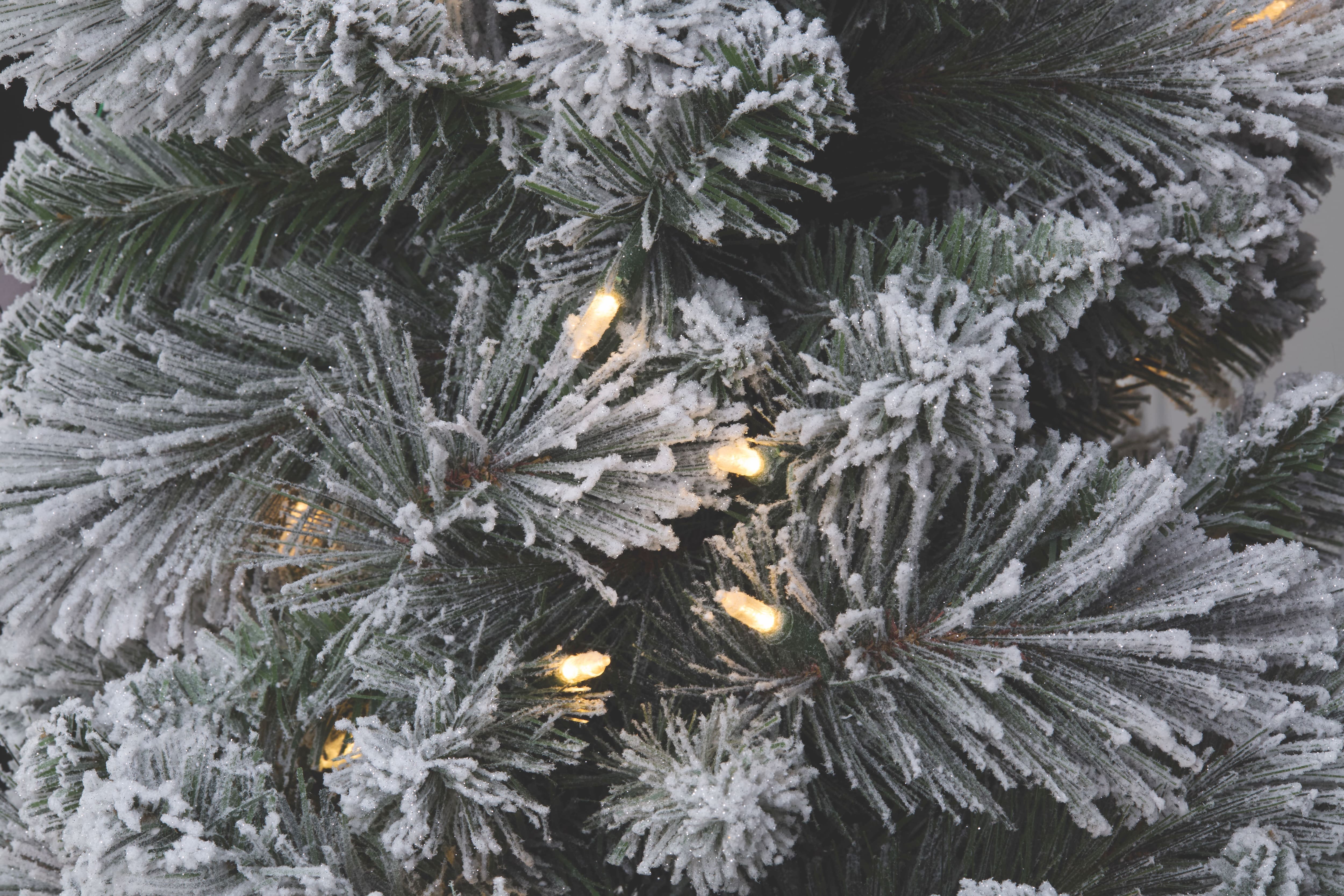7ft. Pre-Lit Flocked Slim Artificial Christmas Tree, Warm White Twinkle LED Lights by Ashland&#xAE;