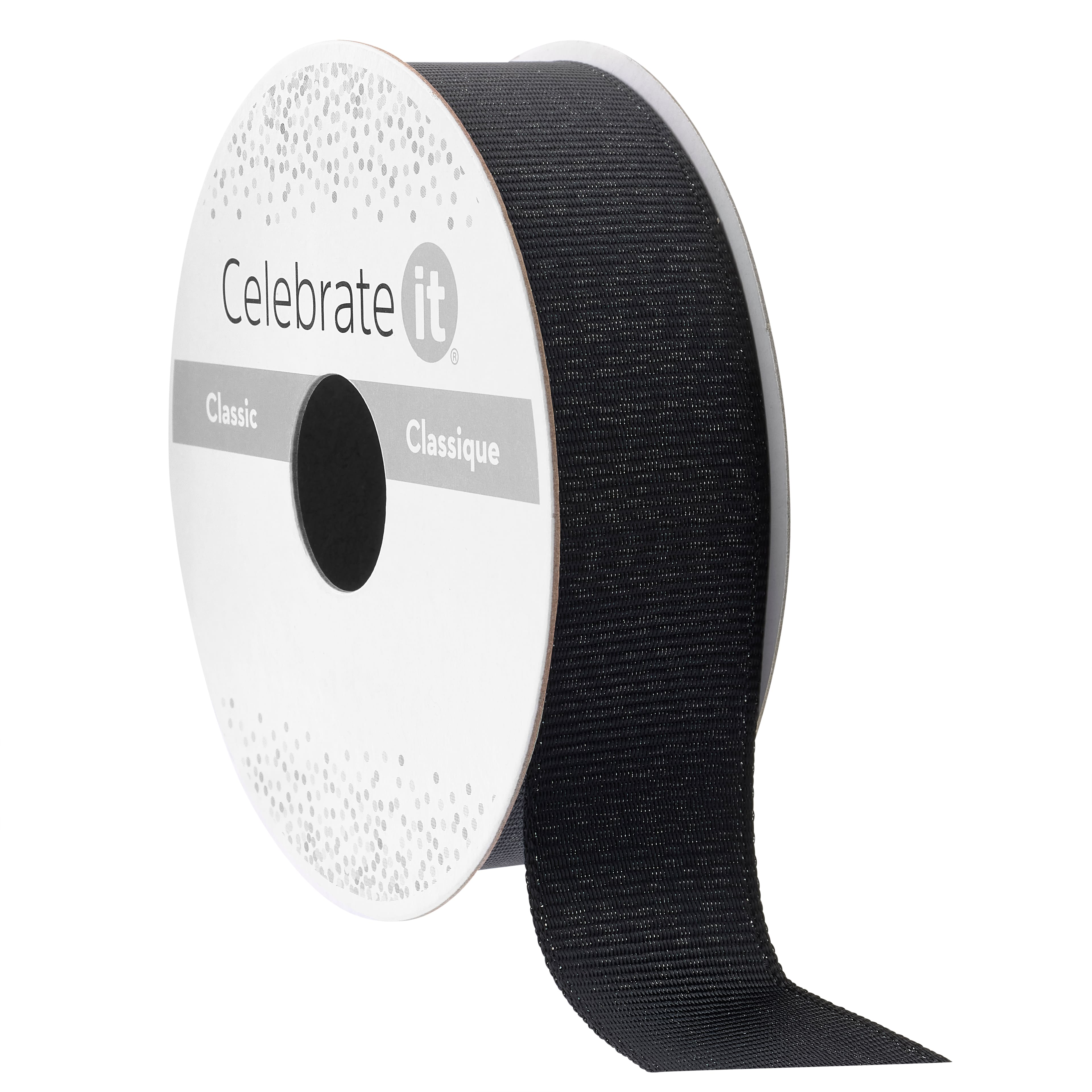 7/8" x 5yd. Black & Silver Grosgrain Ribbon by Celebrate It™ Classic