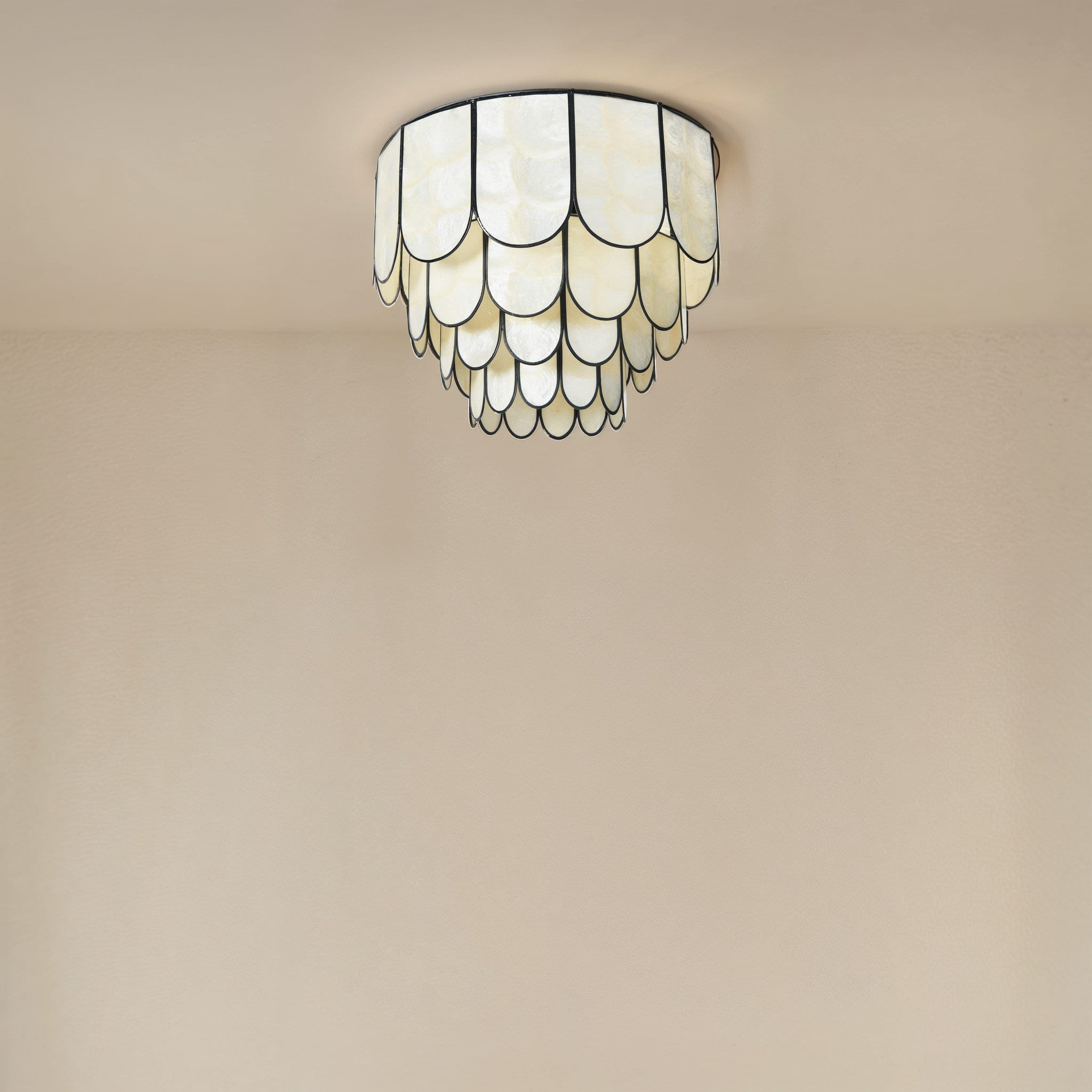 Hello Honey&#xAE; 14&#x22; Round 4-Tier Capiz &#x26; Metal Flush Mount Ceiling Light