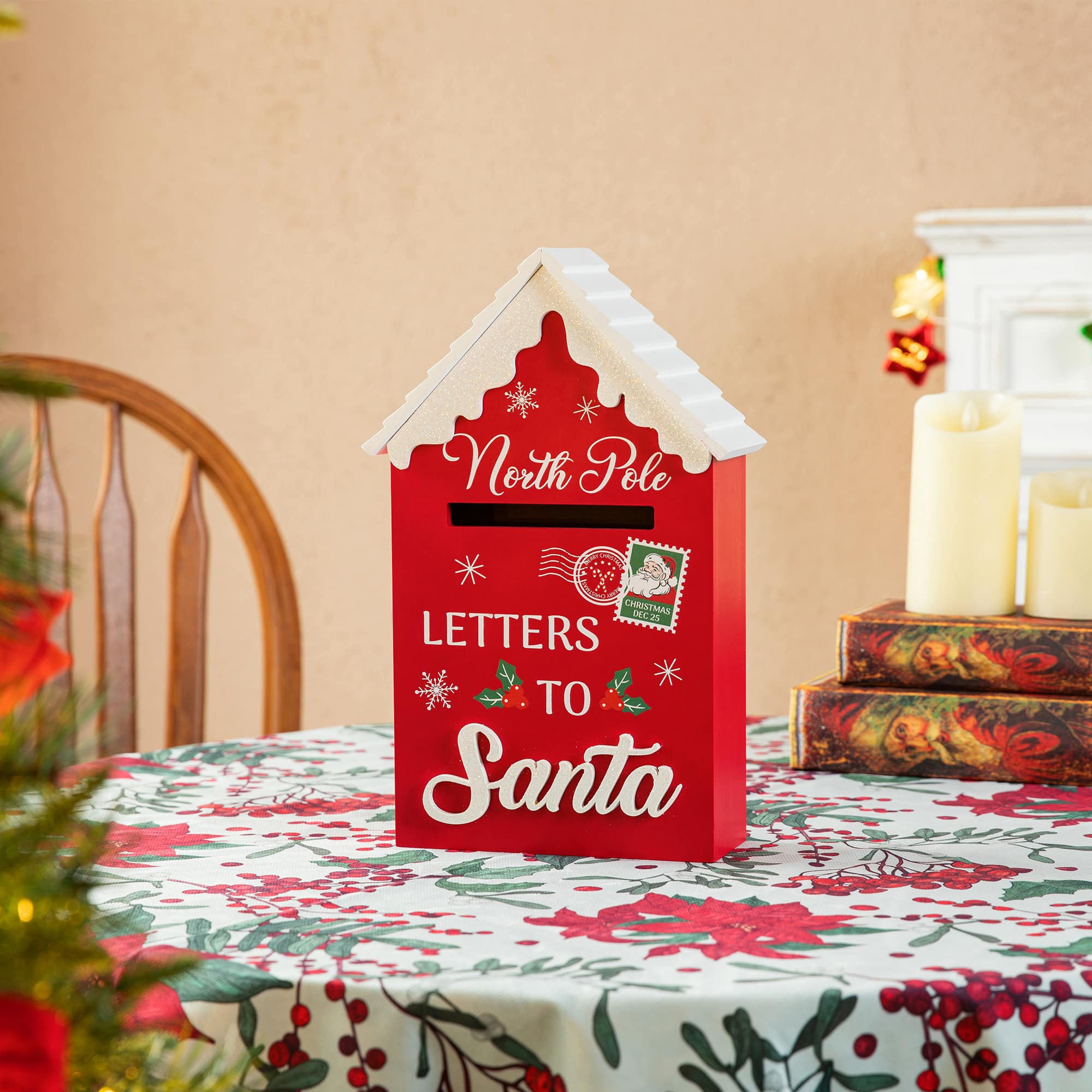 Glitzhome® 14" Christmas Wooden Mailbox Table Décor