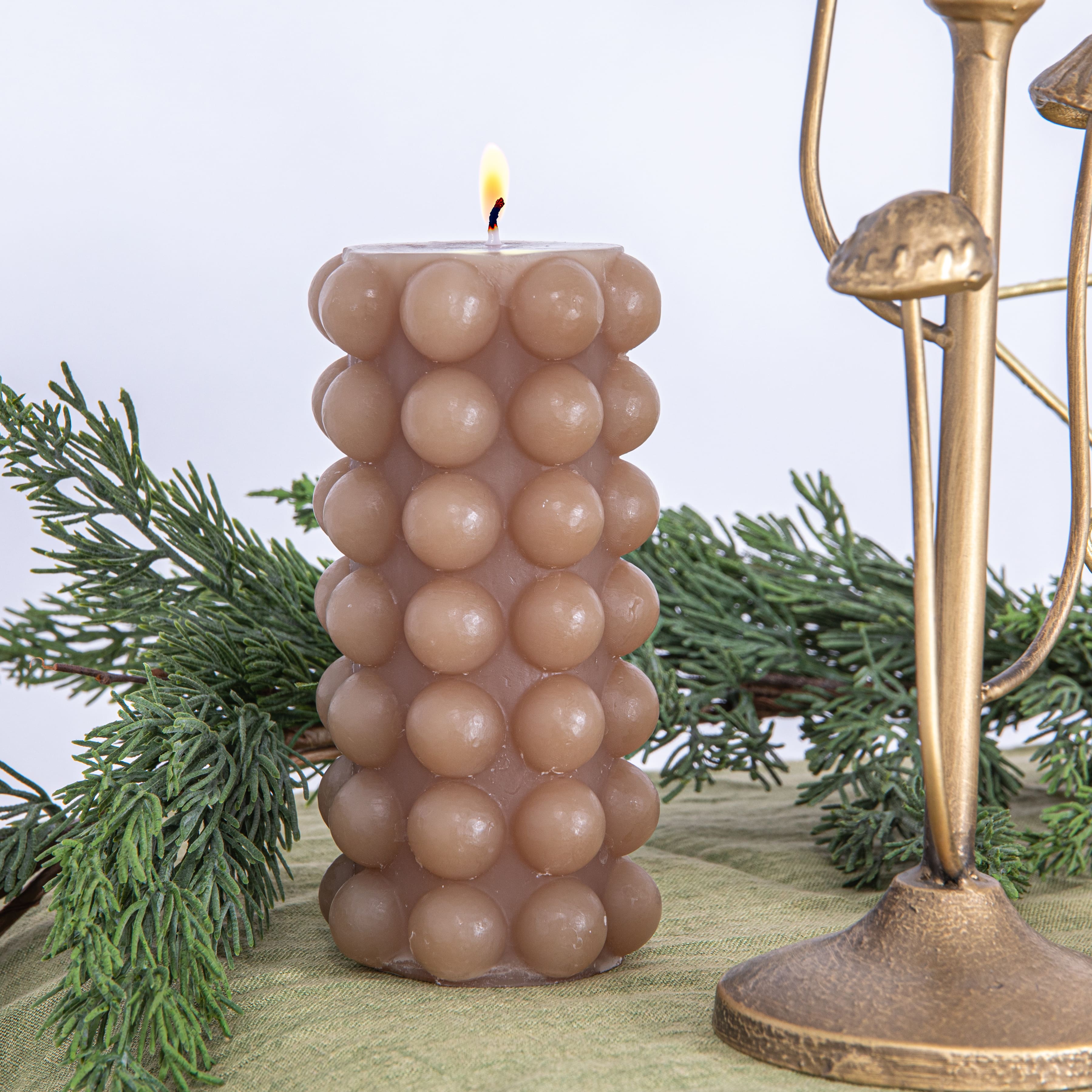 Hello Honey&#xAE; Unscented Hobnail Pillar Candle