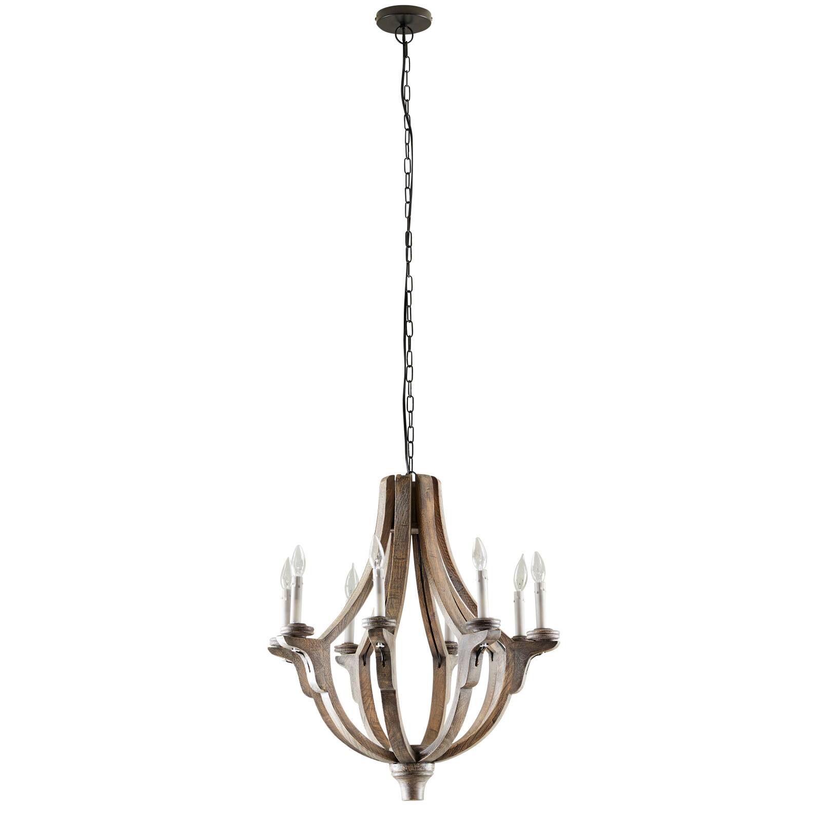 Brown Wood Rustic Candle Chandelier, 28&#x22; x 25&#x22; x 25&#x22;