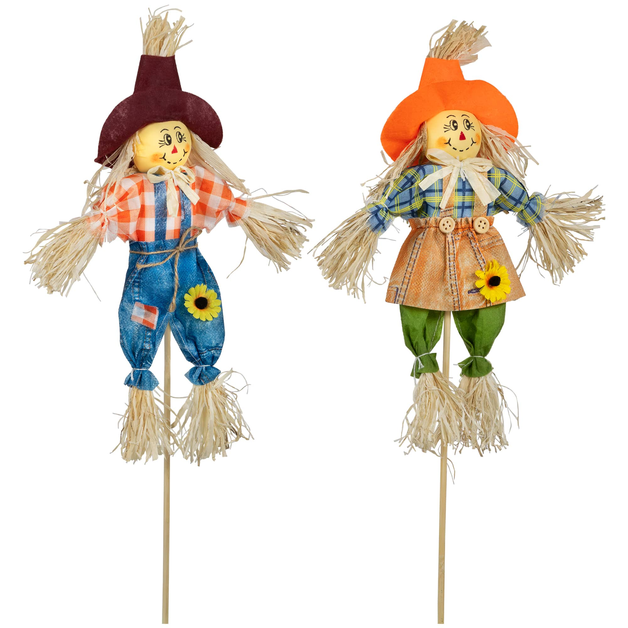 18&#x22; Boy &#x26; Girl Fall Harvest Scarecrow Picks