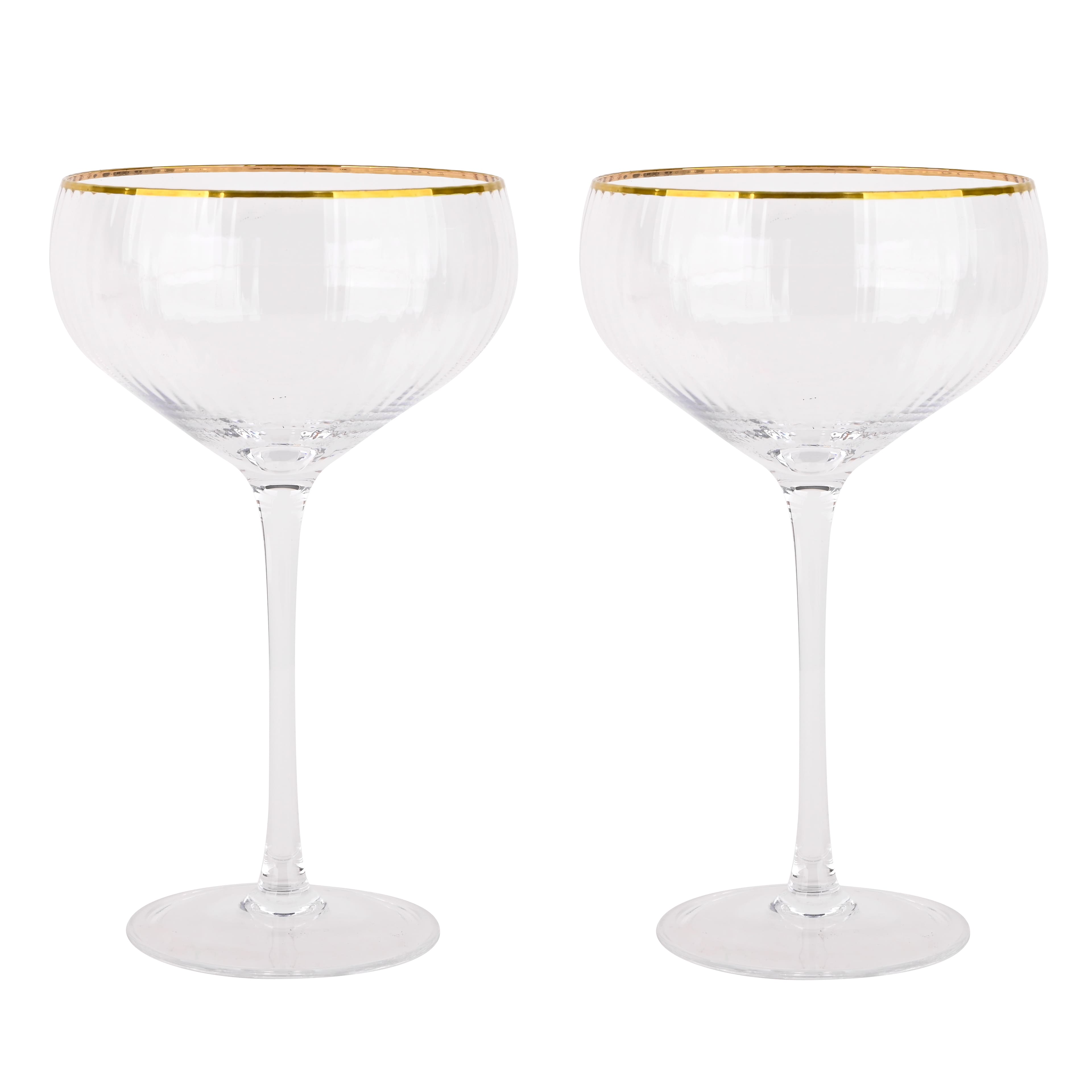 11oz. Clear Coupe Glasses with Gold Rim, 2ct. by Celebrate It™