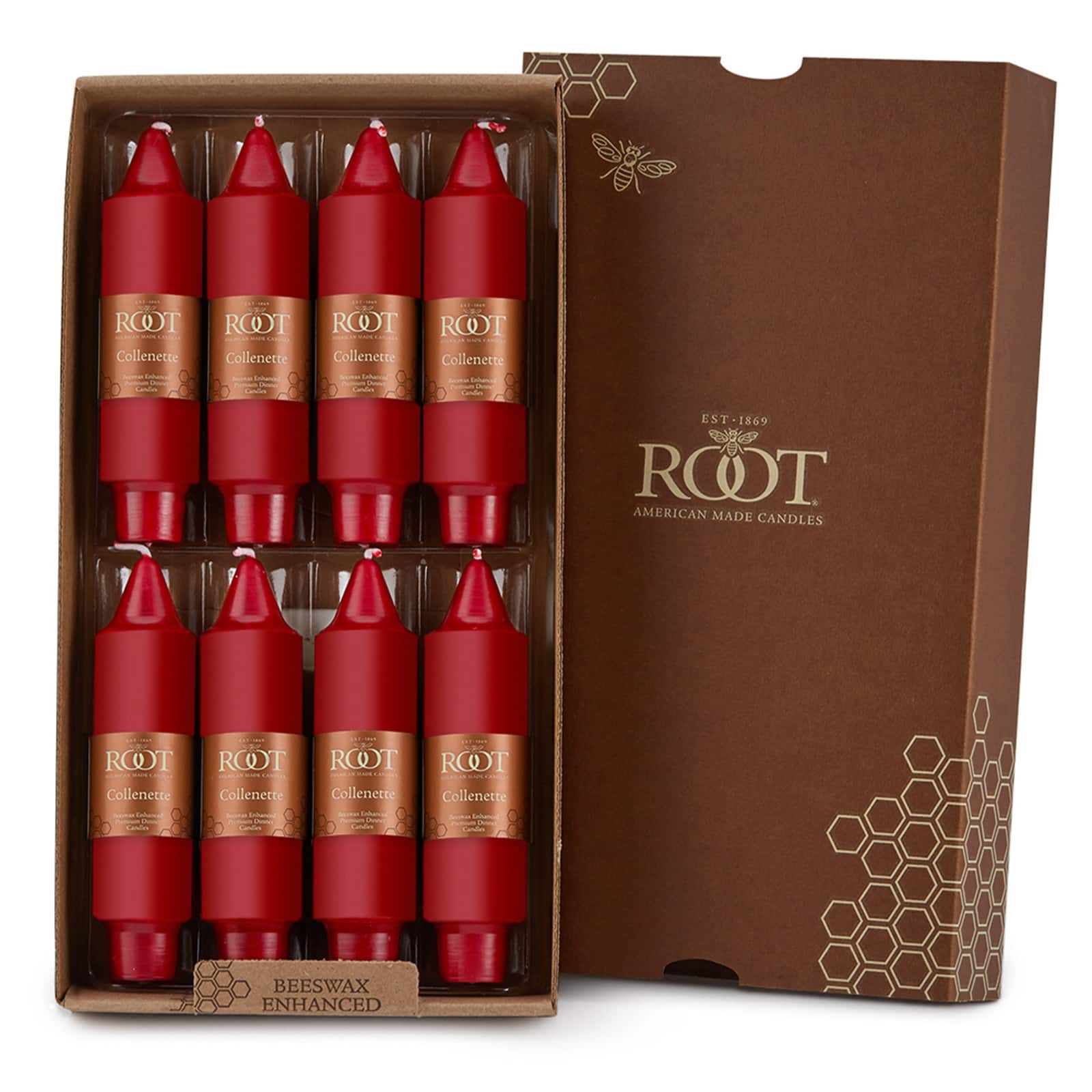 Root Candles 5" Unscented Smooth Collenette Taper Candles, 8ct.