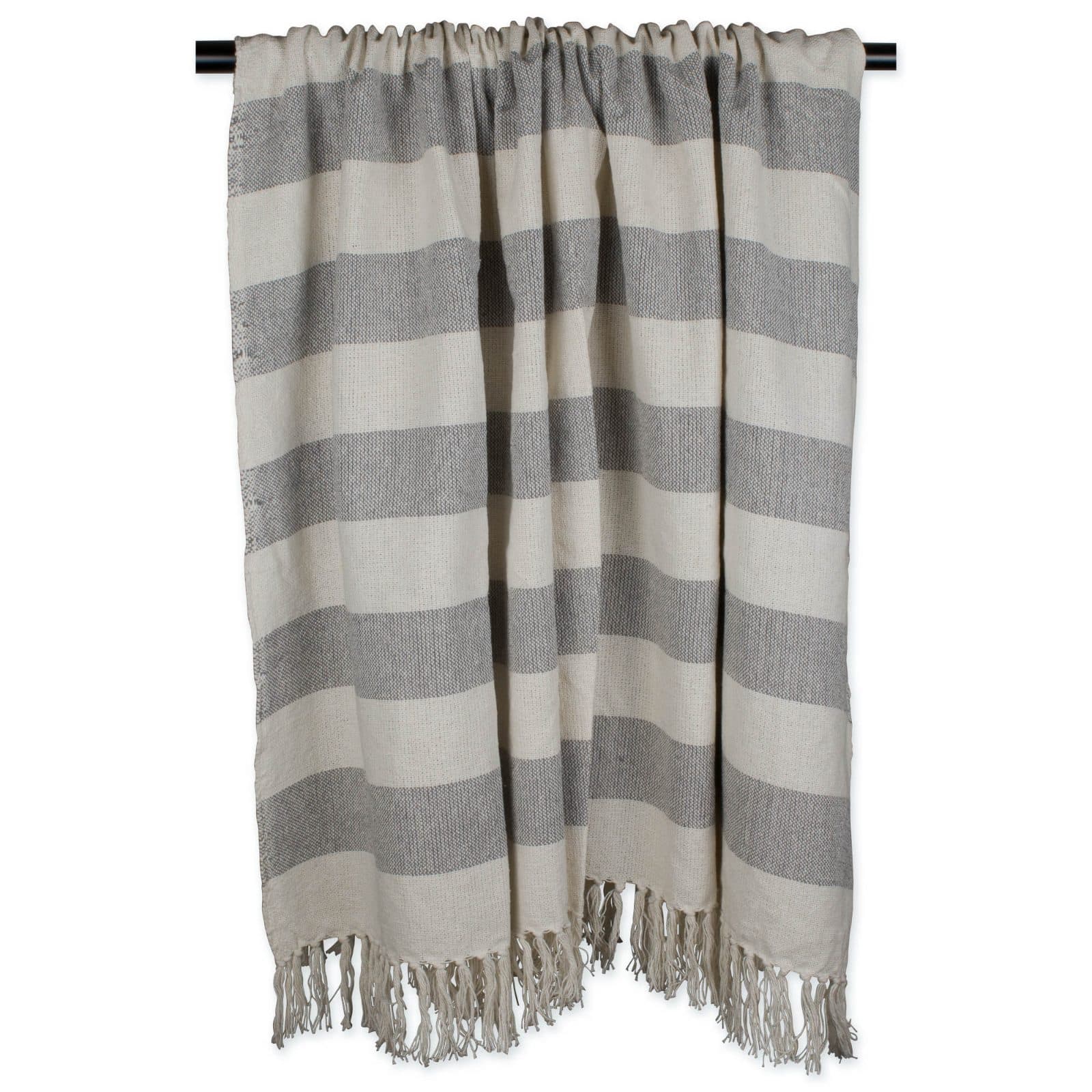 DII® Gray & Off White Cabana Stripe Throw