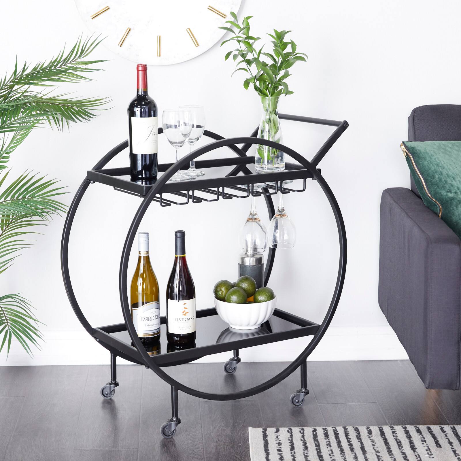 31&#x22; Metal Contemporary Bar Cart