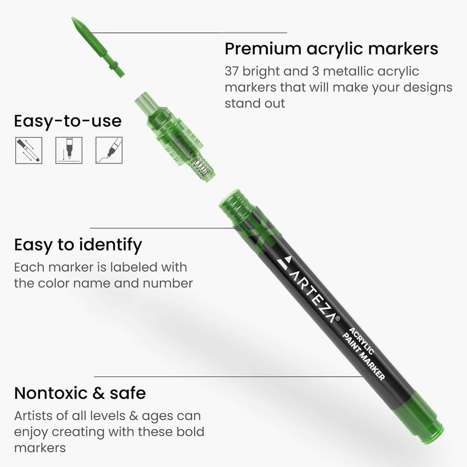 Arteza&#xAE; Bright Colors Extra Fine Acrylic Paint Marker Set