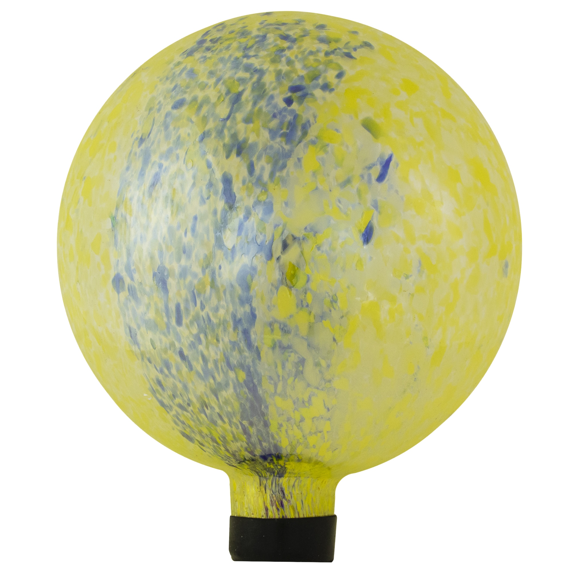 10&#x22; Yellow and Blue Reflective Speckled Glass Garden Gazing Ball