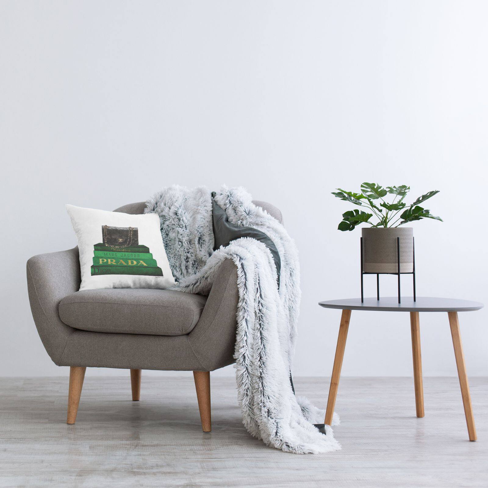 Stupell Industries Green Fashion Designer Books Black Stylish Purse Throw Pillow, 18" x 18"