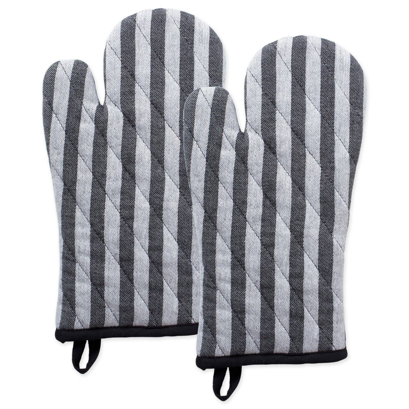 DII Black & White Stripe Oven Mitt (Set of 2) 