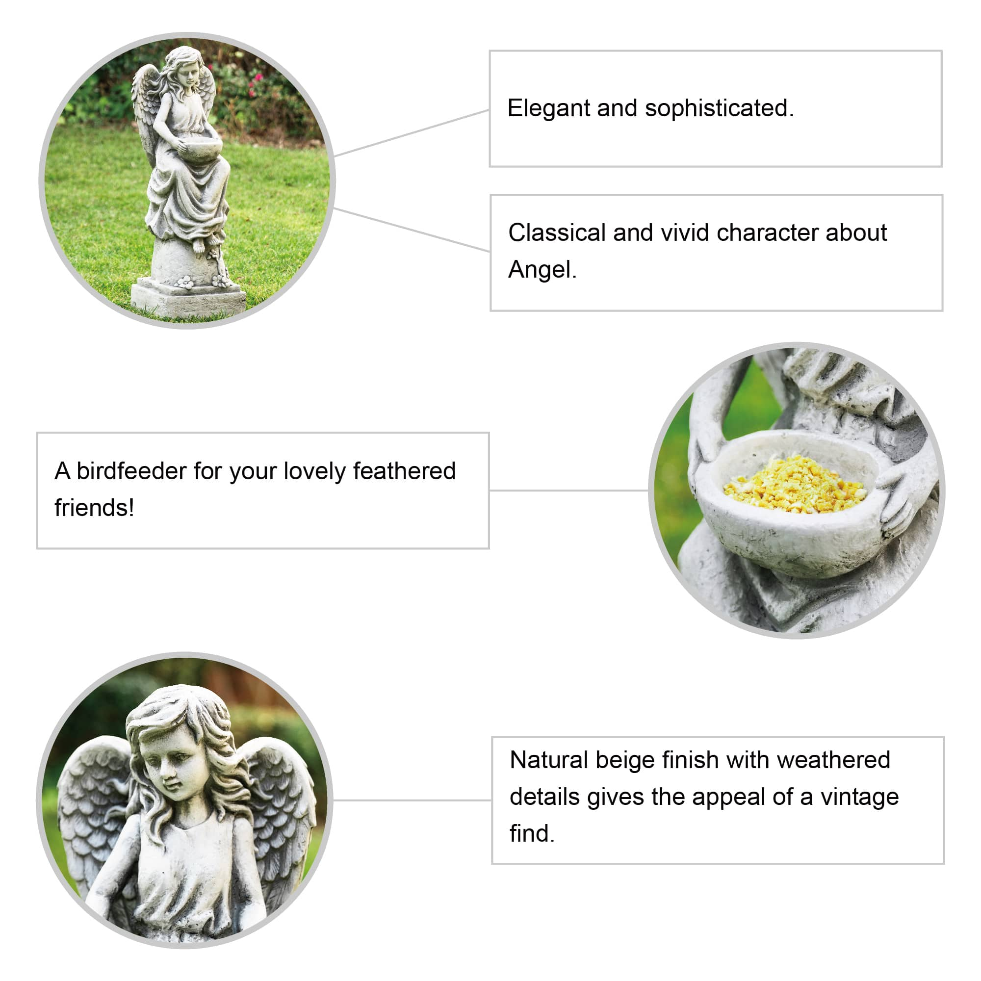 Glitzhome&#xAE; 31&#x22; Angel Garden Bird Feeder Statue