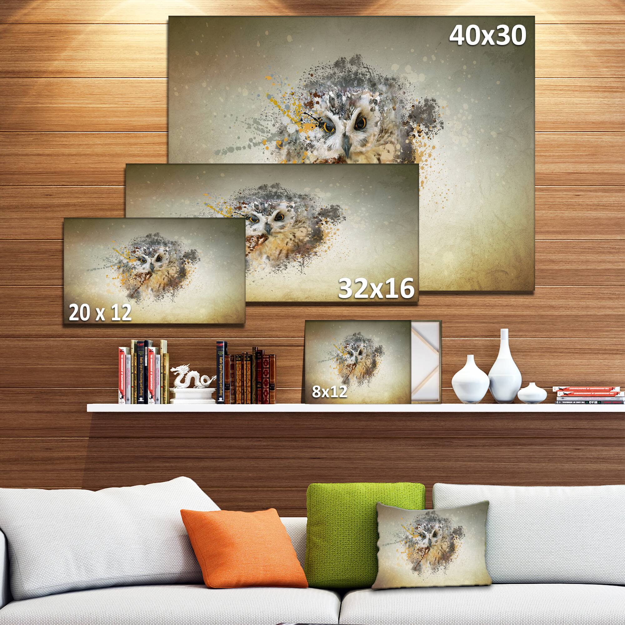 Designart - Large Gracing Owl - Animal Canvas Wall Art