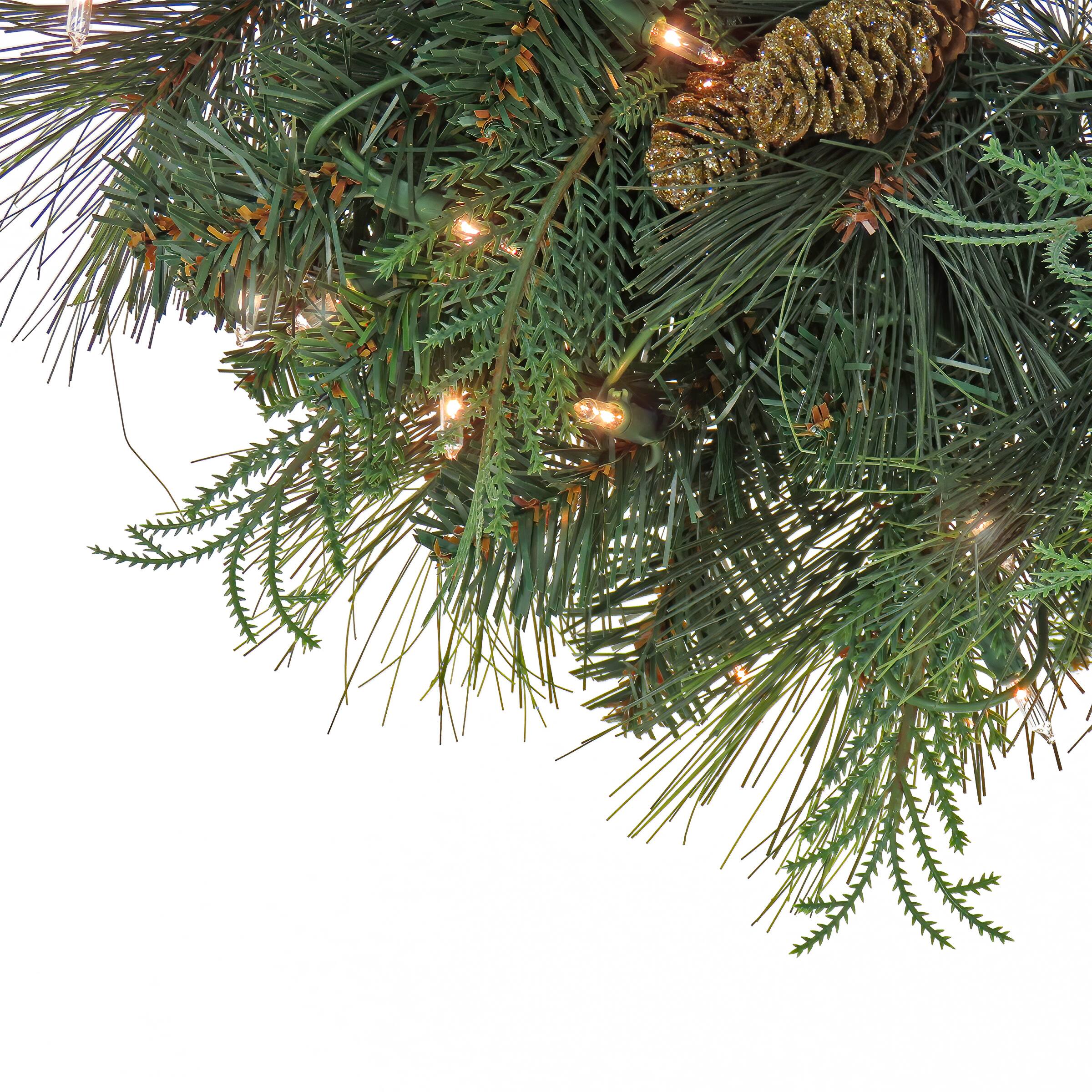 First Traditions&#x2122; 24&#x27;&#x27; Pre-Lit Artificial North Conway Wreath with Glittery Cones and Eucalyptus