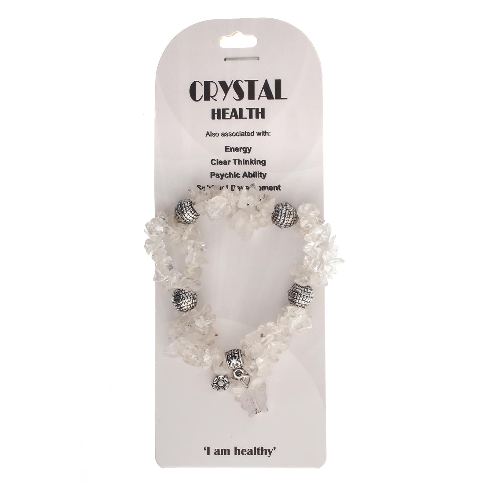 John Bead Crystal Quartz Clear Natural Stone 2-Strand Bracelet with Butterfly Charm