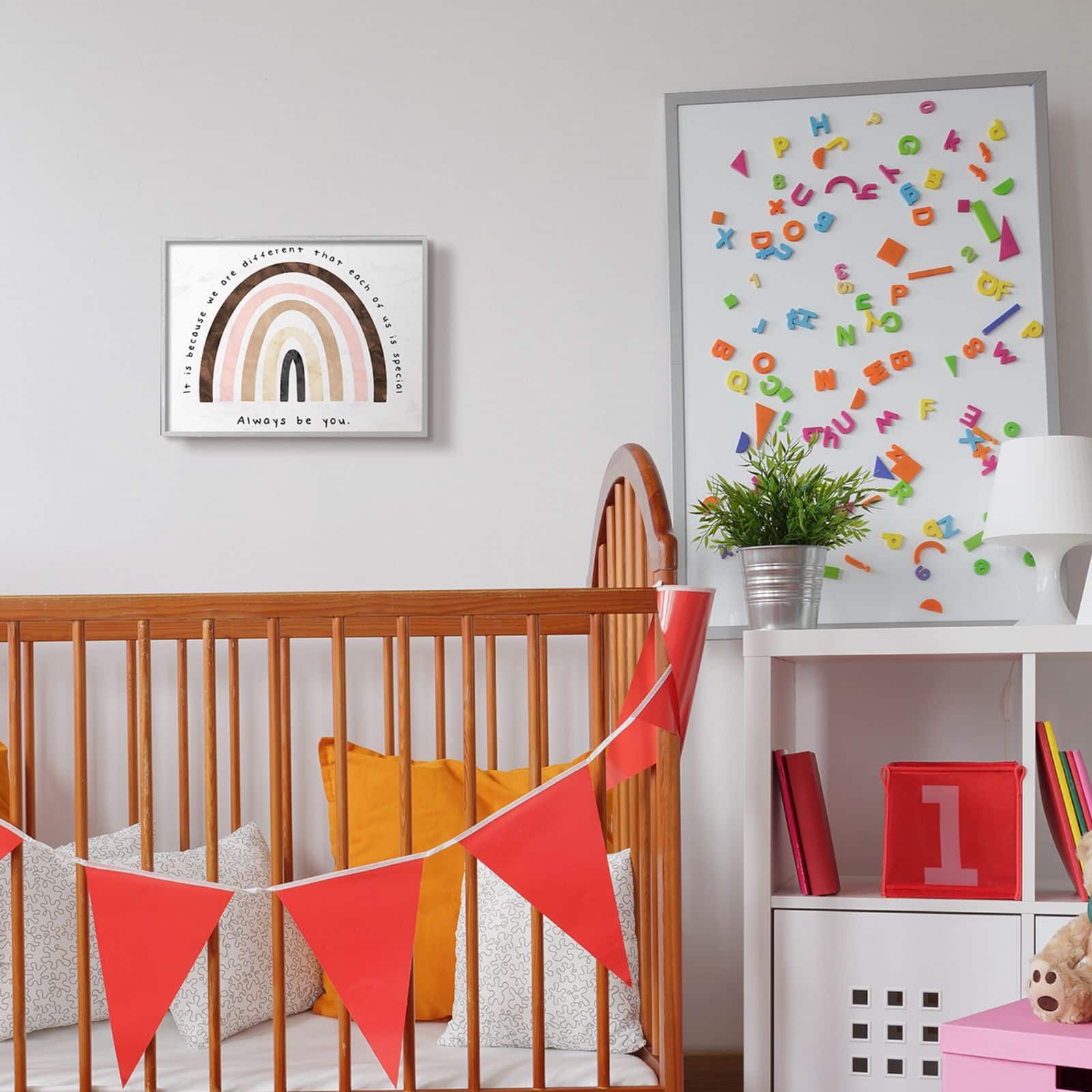 Stupell Industries Diversity Rainbow Wall Art in Gray Frame