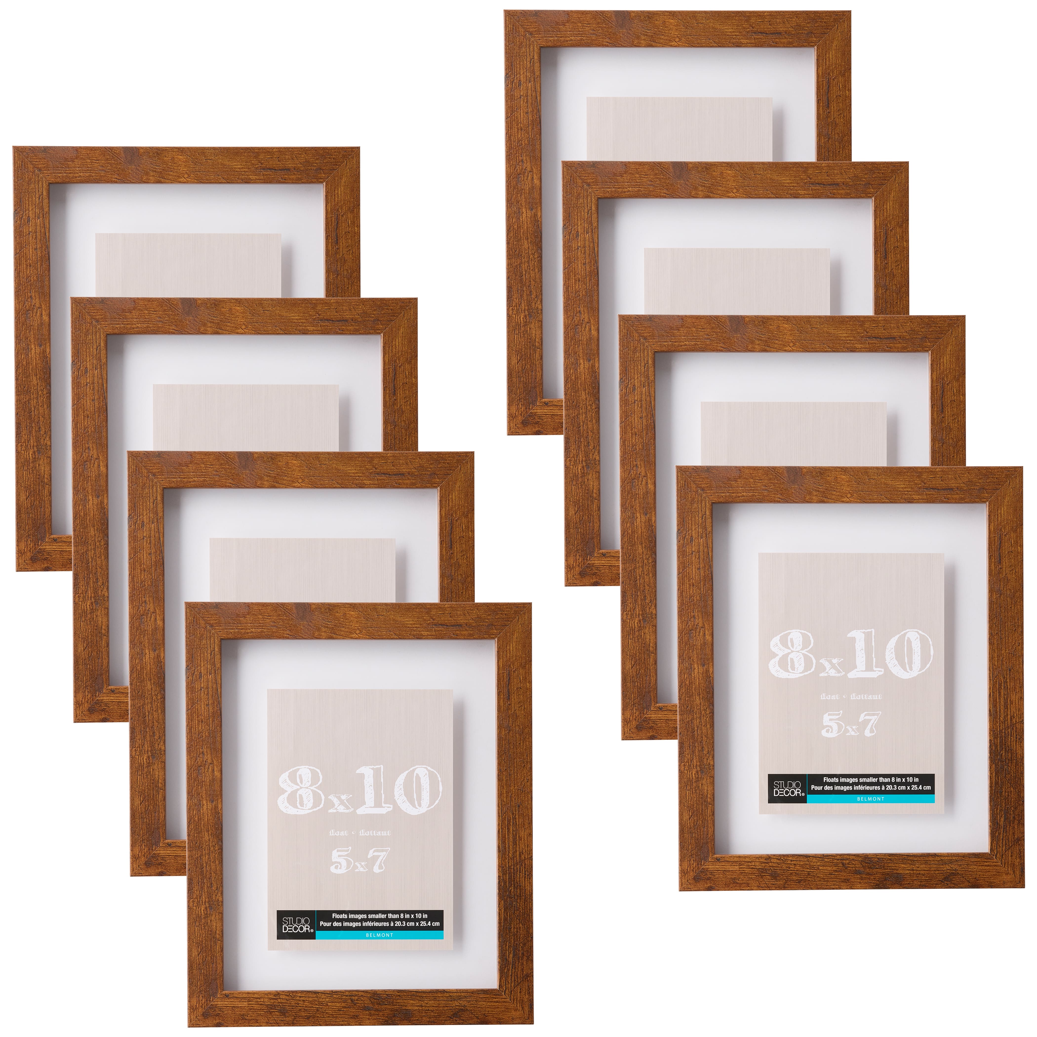 8 Pack: 8&#x22; x 10&#x22; Honey Belmont Float Frame by Studio D&#xE9;cor&#xAE;