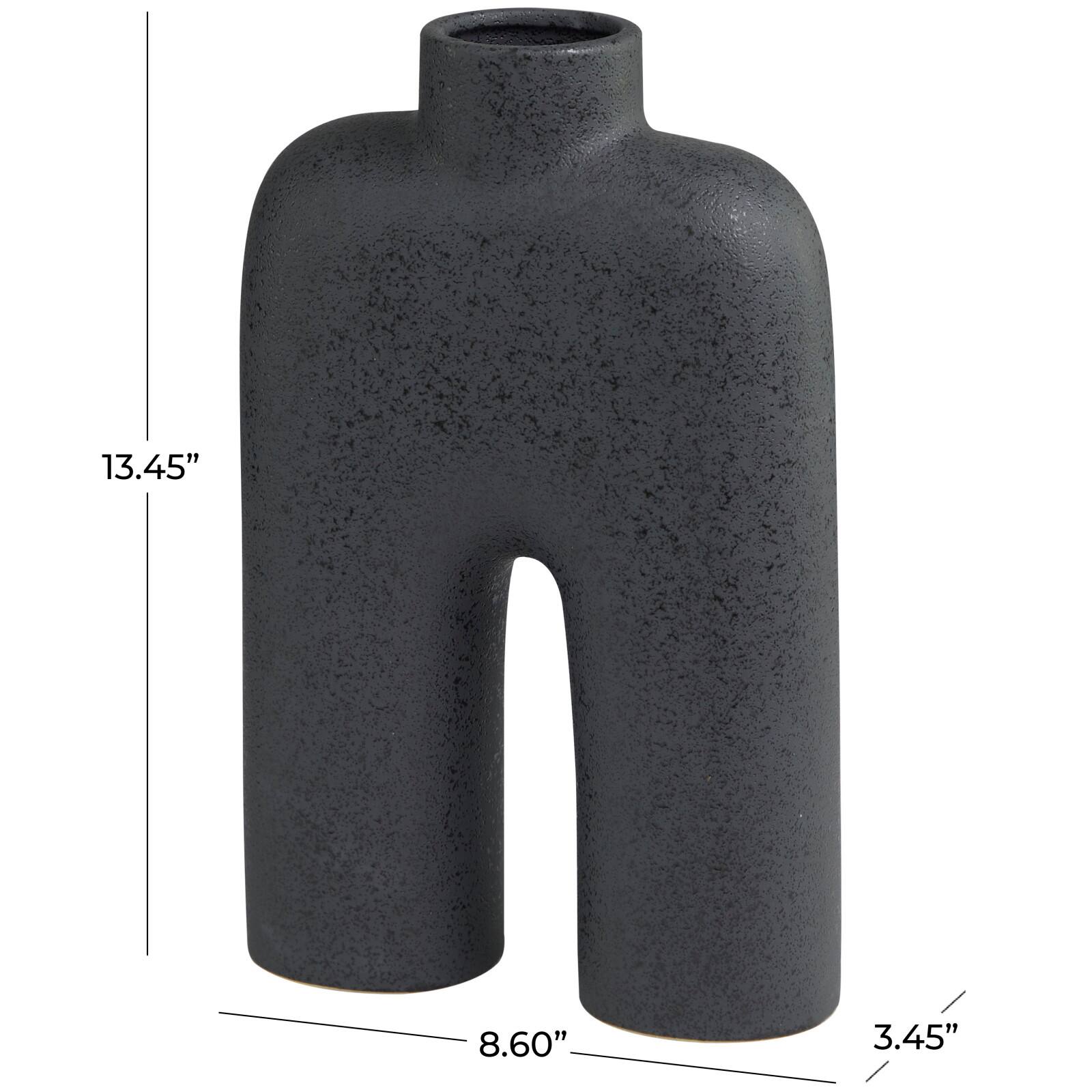 The Novogratz 13&#x22; Black Ceramic Arched Abstract Vase