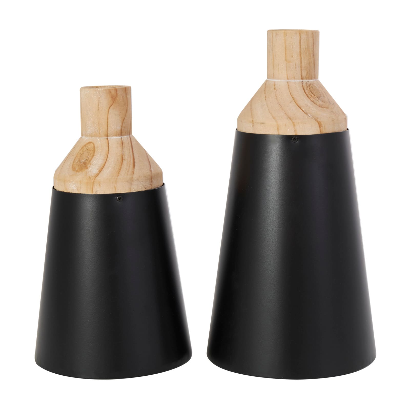 Black Wood Triangular Colorblock Vase Set
