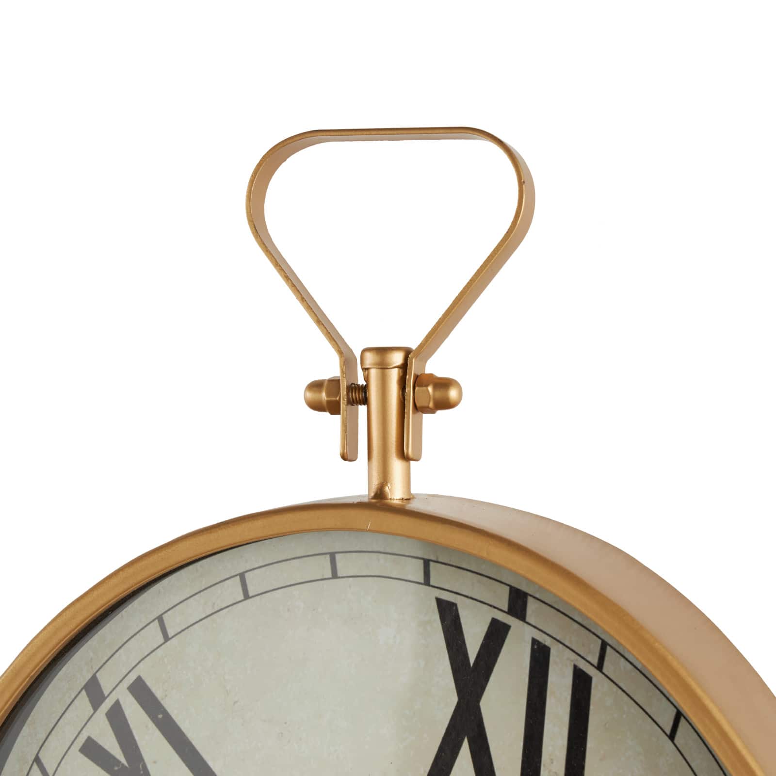 25" x 17" White Metal Wavy Decorative Wall Clock with Gold Frame & Black Accents
