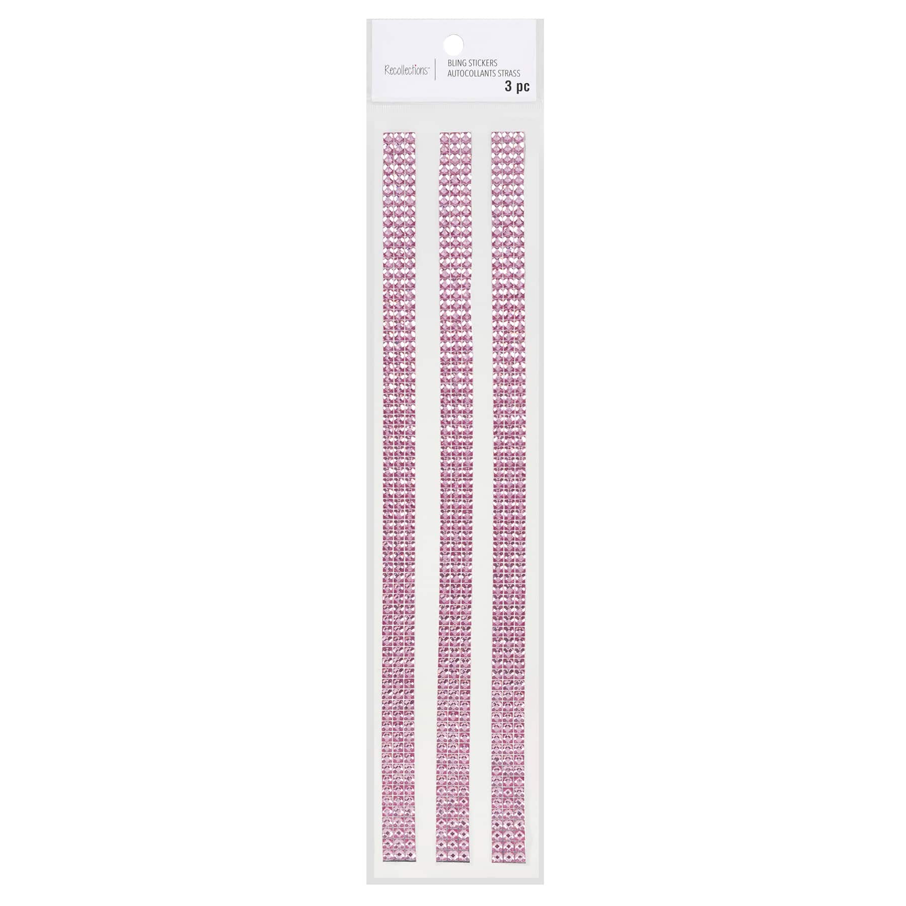 12 Packs: 3 ct. (36 total) Light Pink Border Bling Stickers by Recollections™