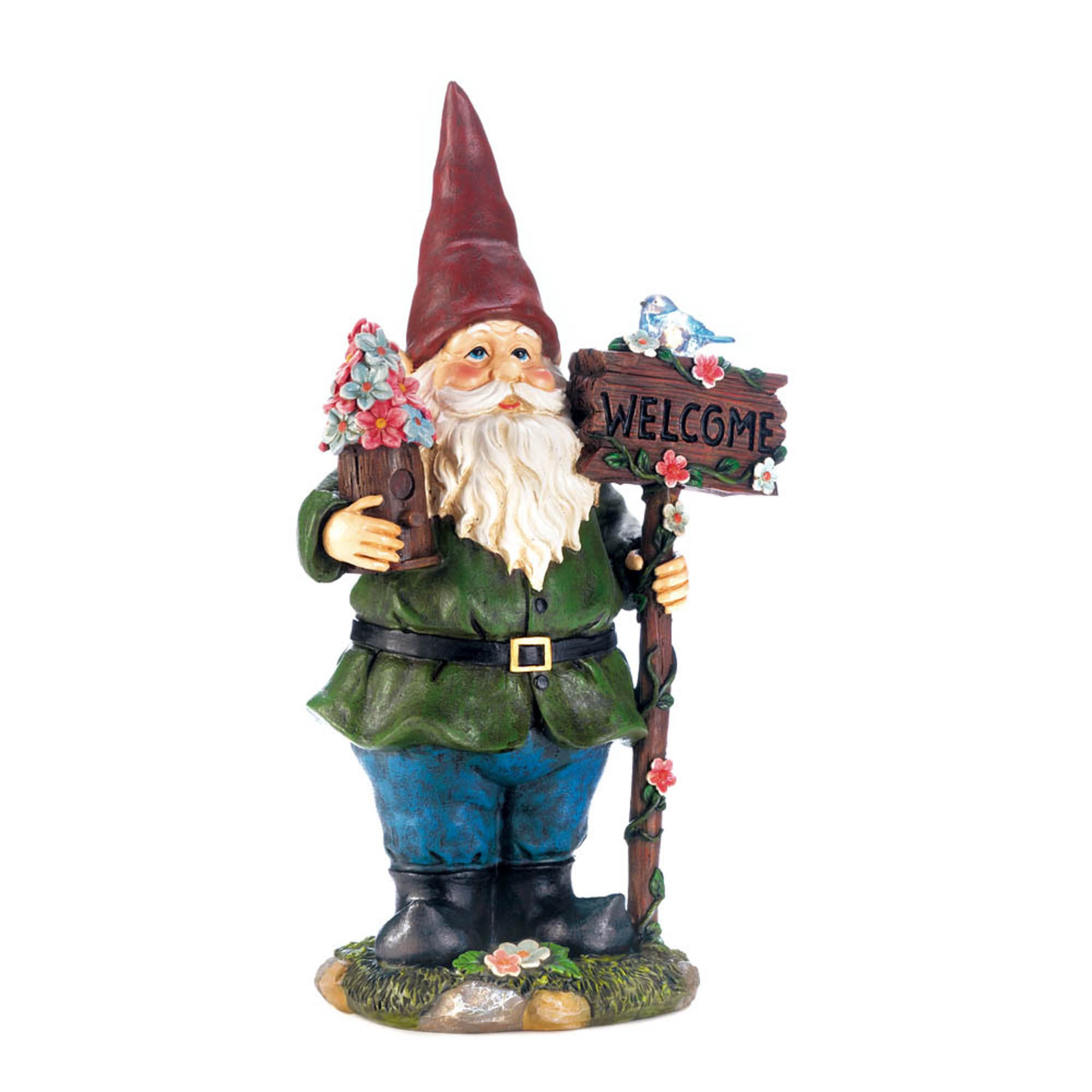 15&#x22; Solar Bluebird Gnome Welcome Statue
